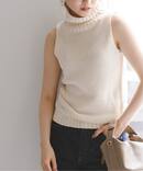 ローゲージノースリーブハイネックニット