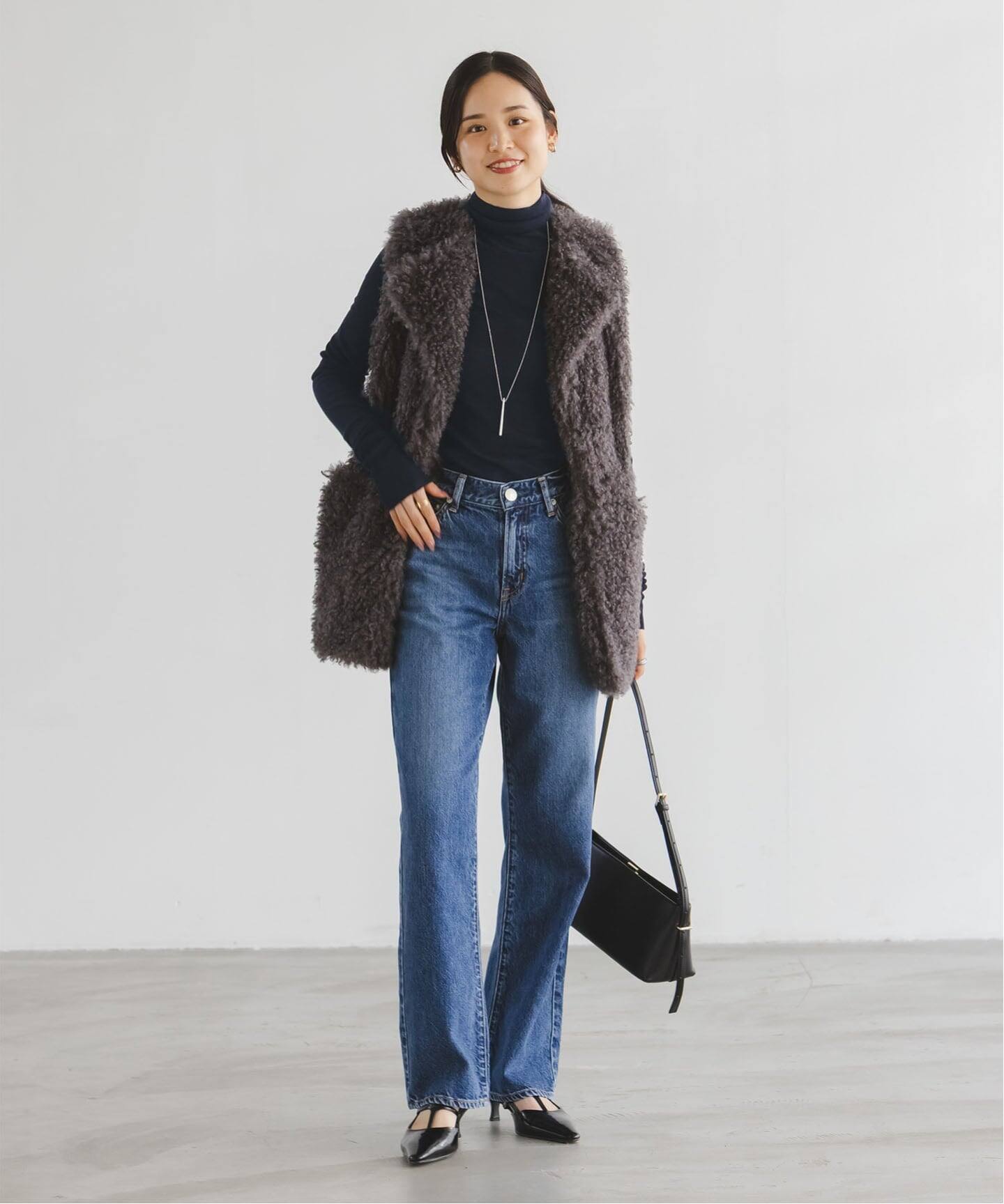 【noble】2025AW ファインゲージリブタートル チャコールグレー NOBLE（ノーブル） ニット セーター ファインゲージリブタートル