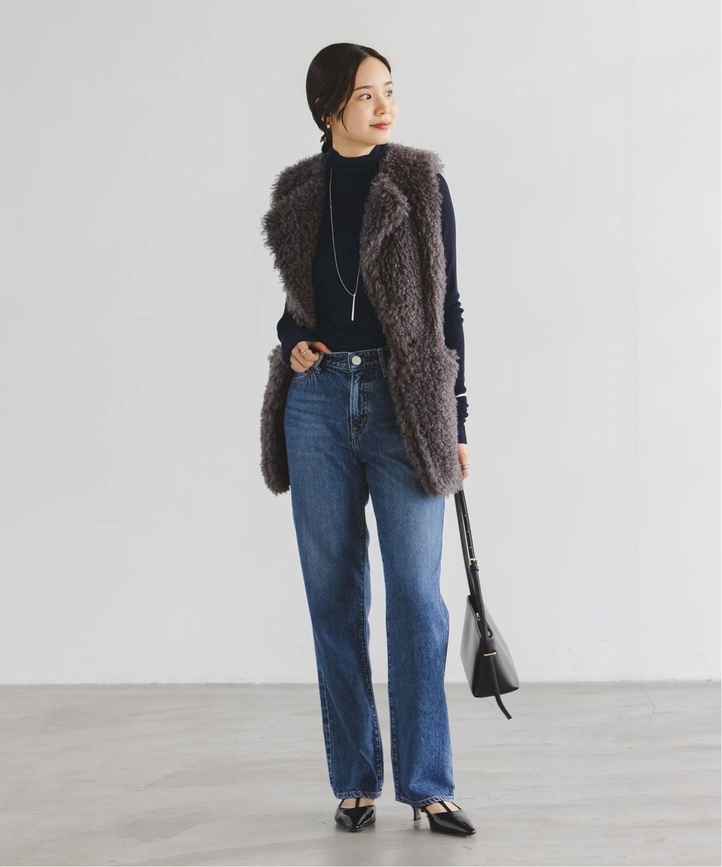 【noble】2025AW ファインゲージリブタートル チャコールグレー Noble（ノーブル）の「ファインゲージリブタートル（ニット/セーター