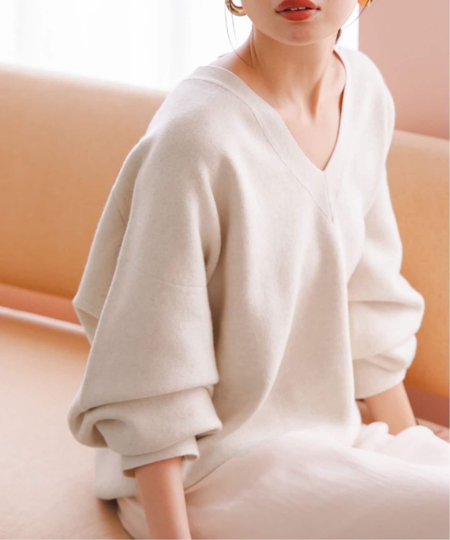 カシミヤMIX スムースVプルオーバー（ニット／セーター）｜NOBLE