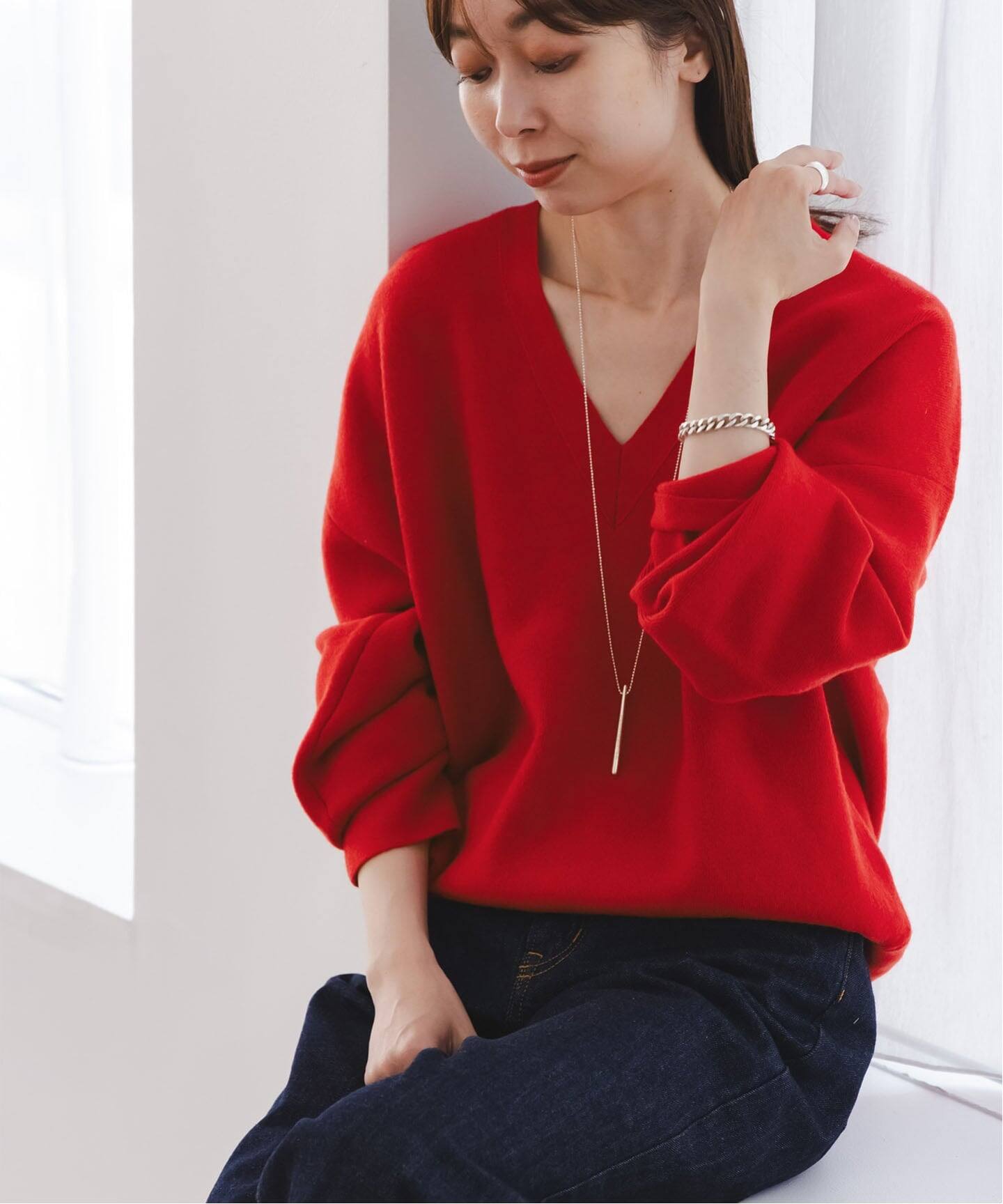 今季カシミヤMIXスムースVプルオーバー2 25FW カシミヤMIX スムースVプルオーバー（ニット／セーター）｜NOBLE