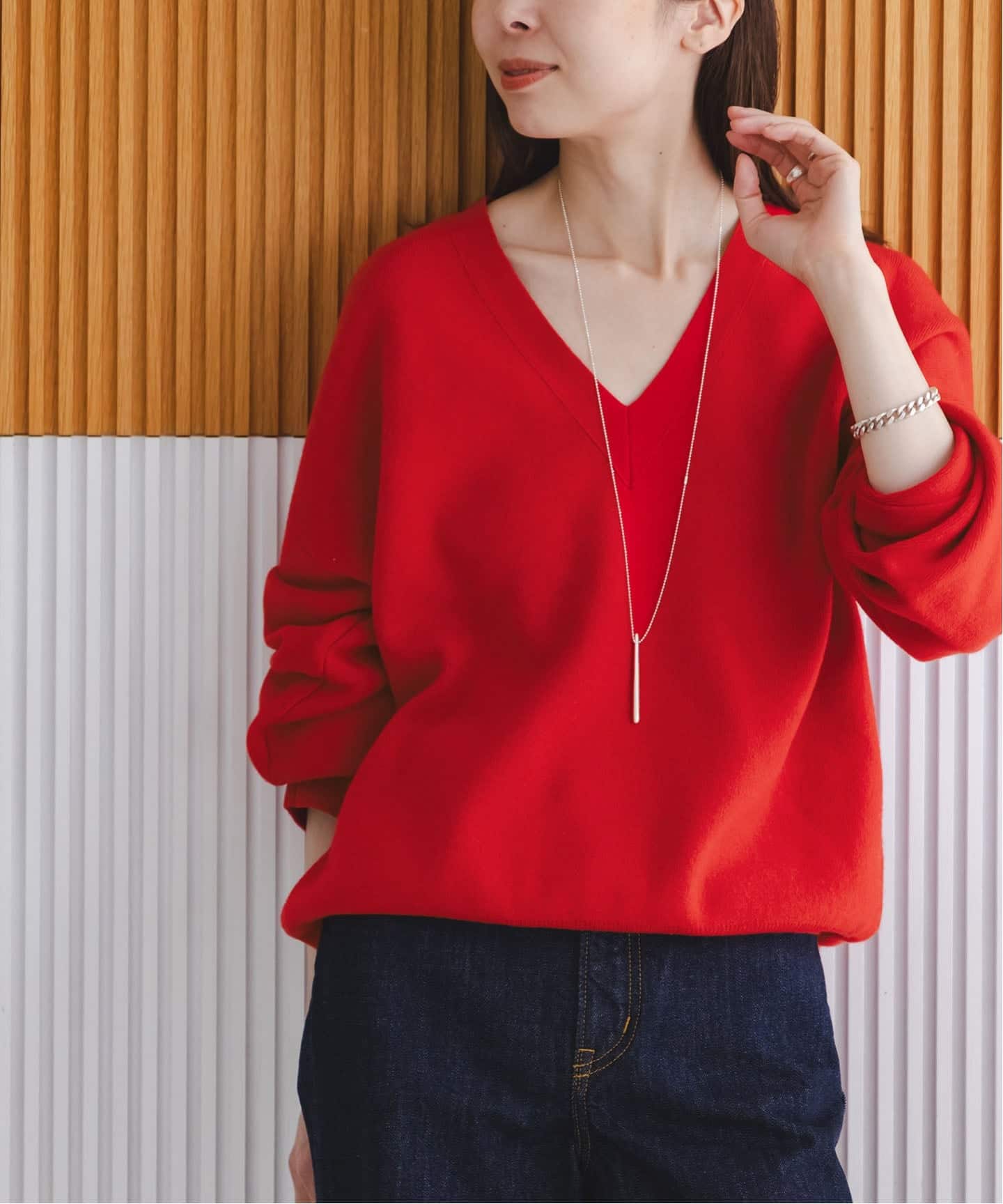 カシミヤMIX スムースVプルオーバー（ニット／セーター）｜NOBLE