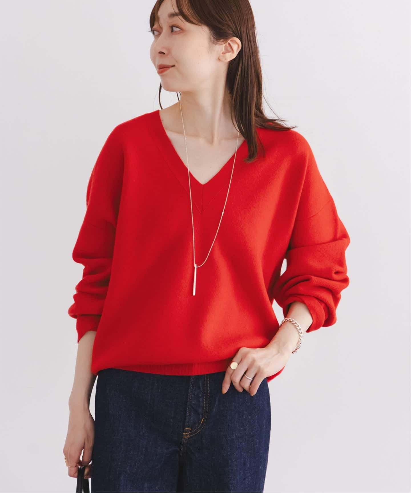 カシミヤMIX スムースVプルオーバー（ニット／セーター）｜NOBLE