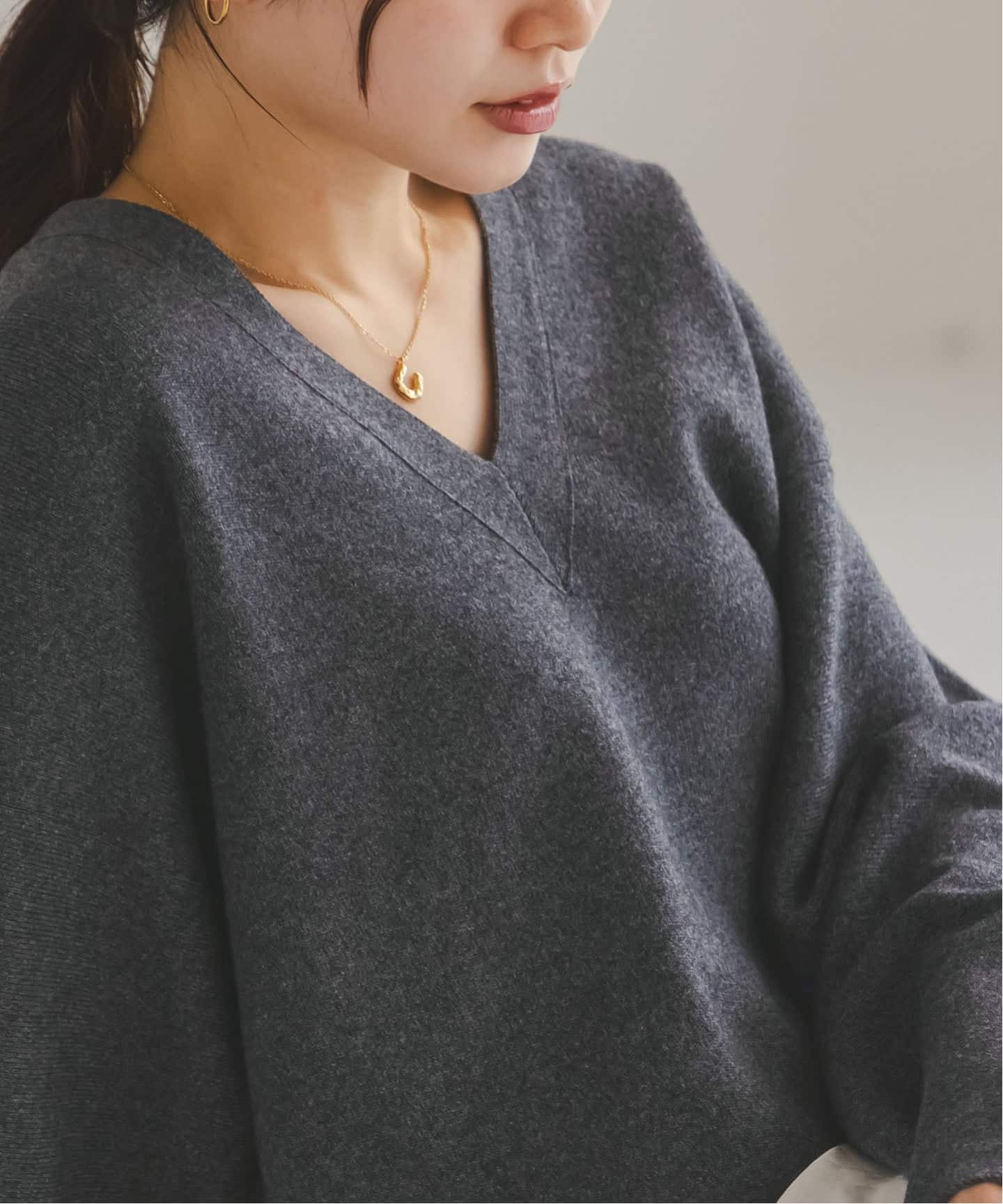 追加》カシミヤMIXスムースVプルオーバー（ニット／セーター）｜NOBLE