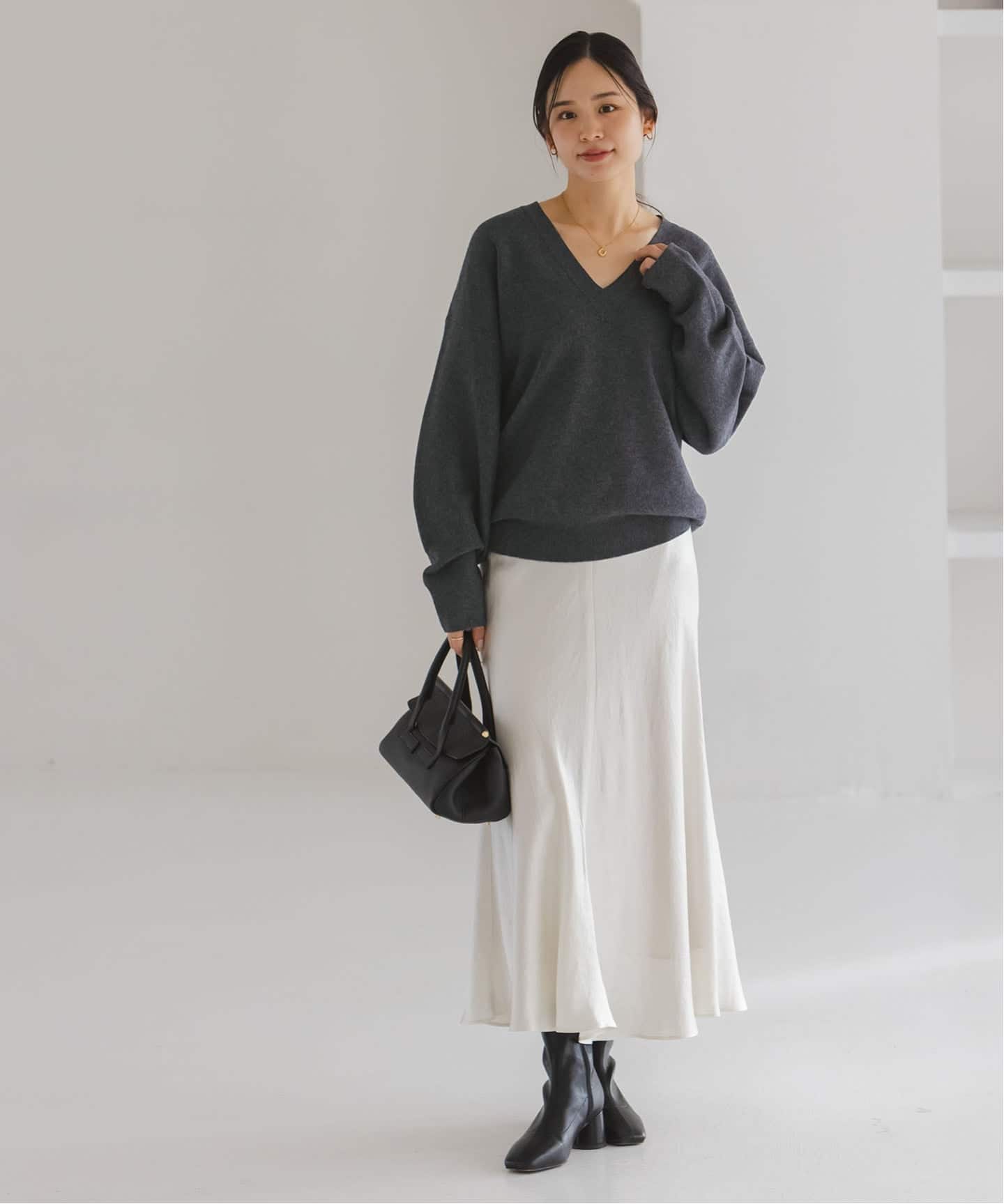 追加》カシミヤMIXスムースVプルオーバー（ニット／セーター）｜NOBLE