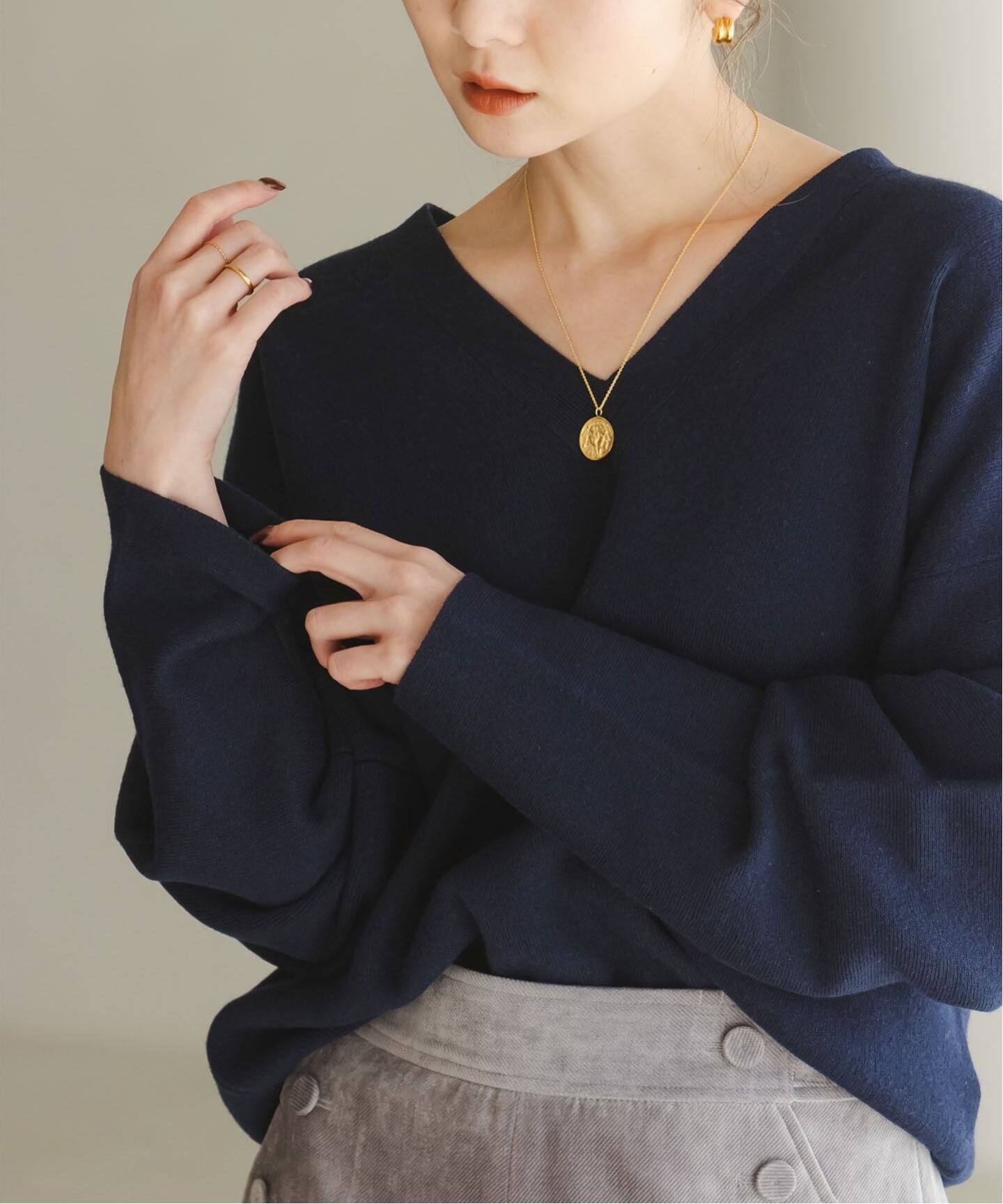 追加》カシミヤMIXスムースVプルオーバー2（ニット／セーター）｜NOBLE