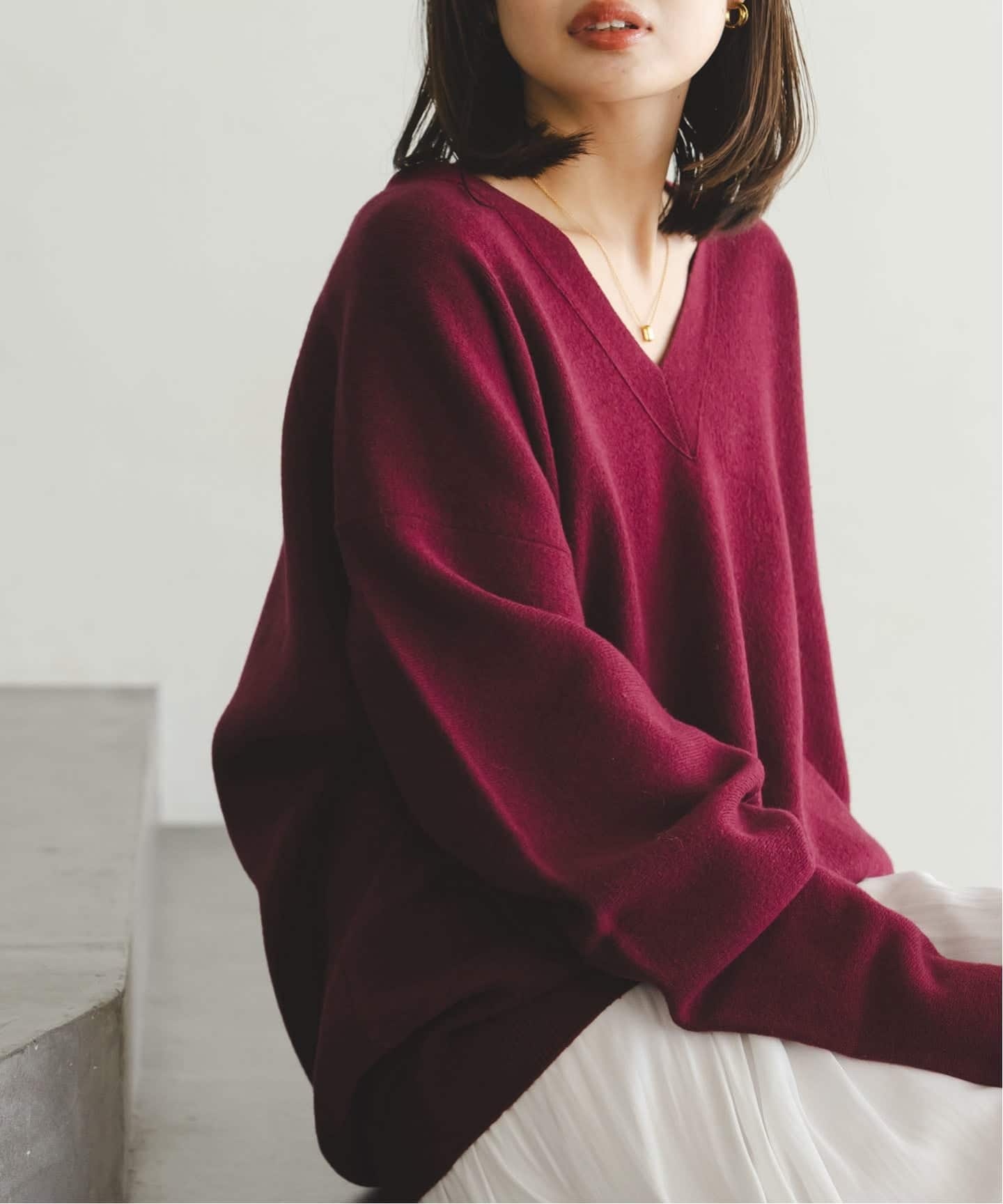 追加》カシミヤMIXスムースVプルオーバー2（ニット／セーター）｜NOBLE