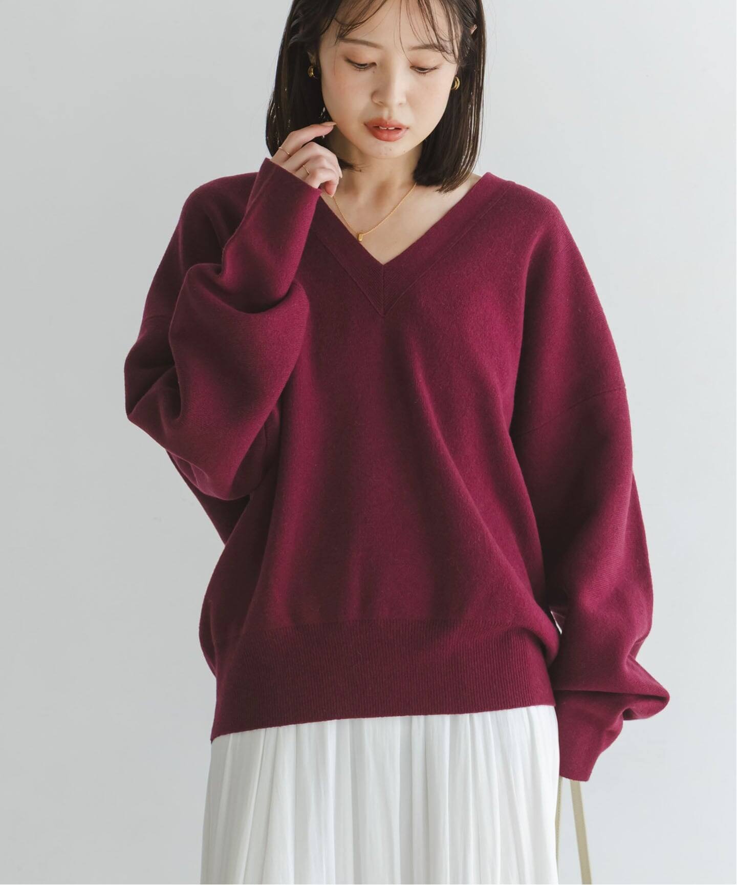 今季カシミヤMIXスムースVプルオーバー2 25FW 追加》カシミヤMIXスムースVプルオーバー2（ニット／セーター）｜NOBLE