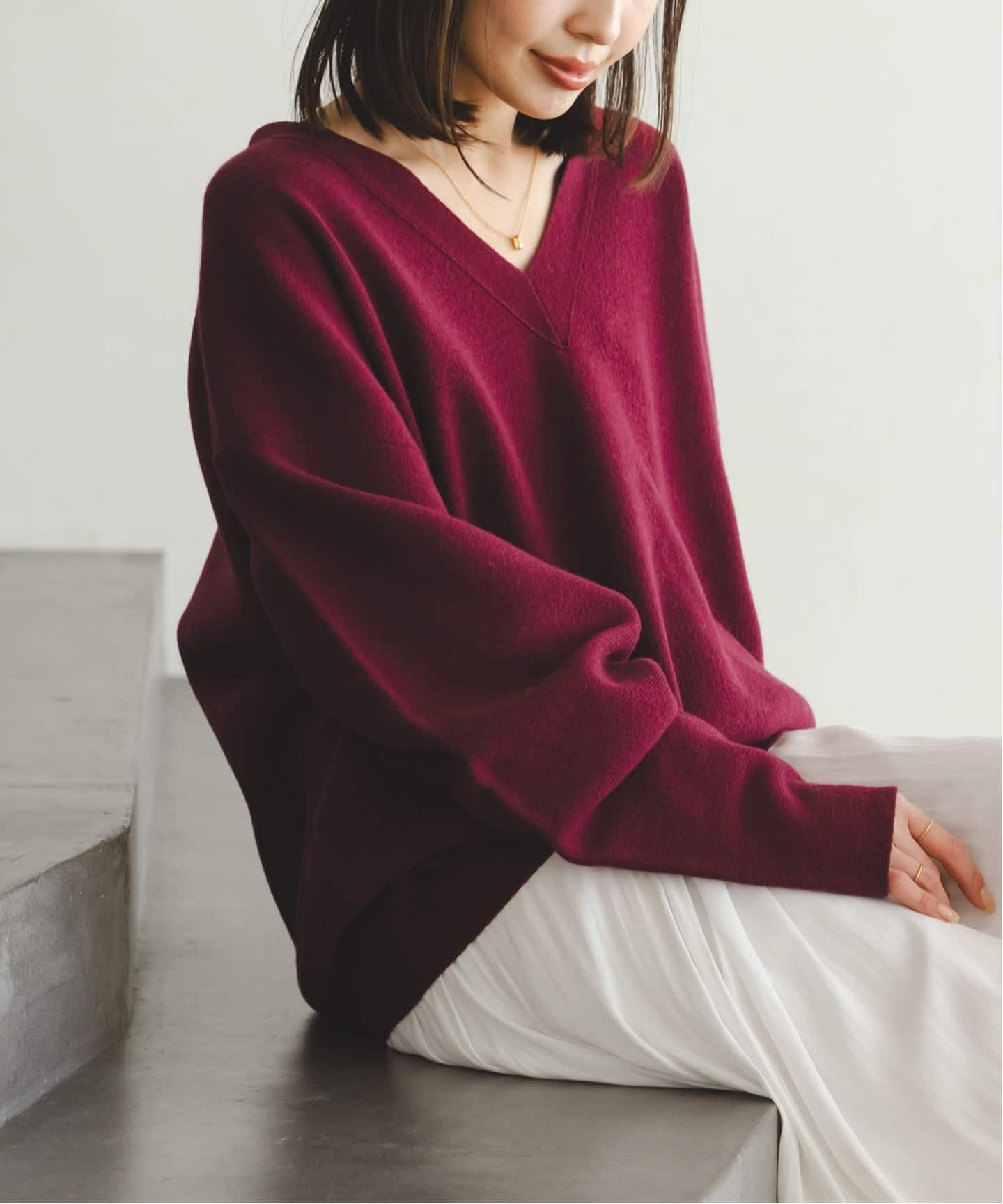 追加》カシミヤMIXスムースVプルオーバー2（ニット／セーター）｜NOBLE