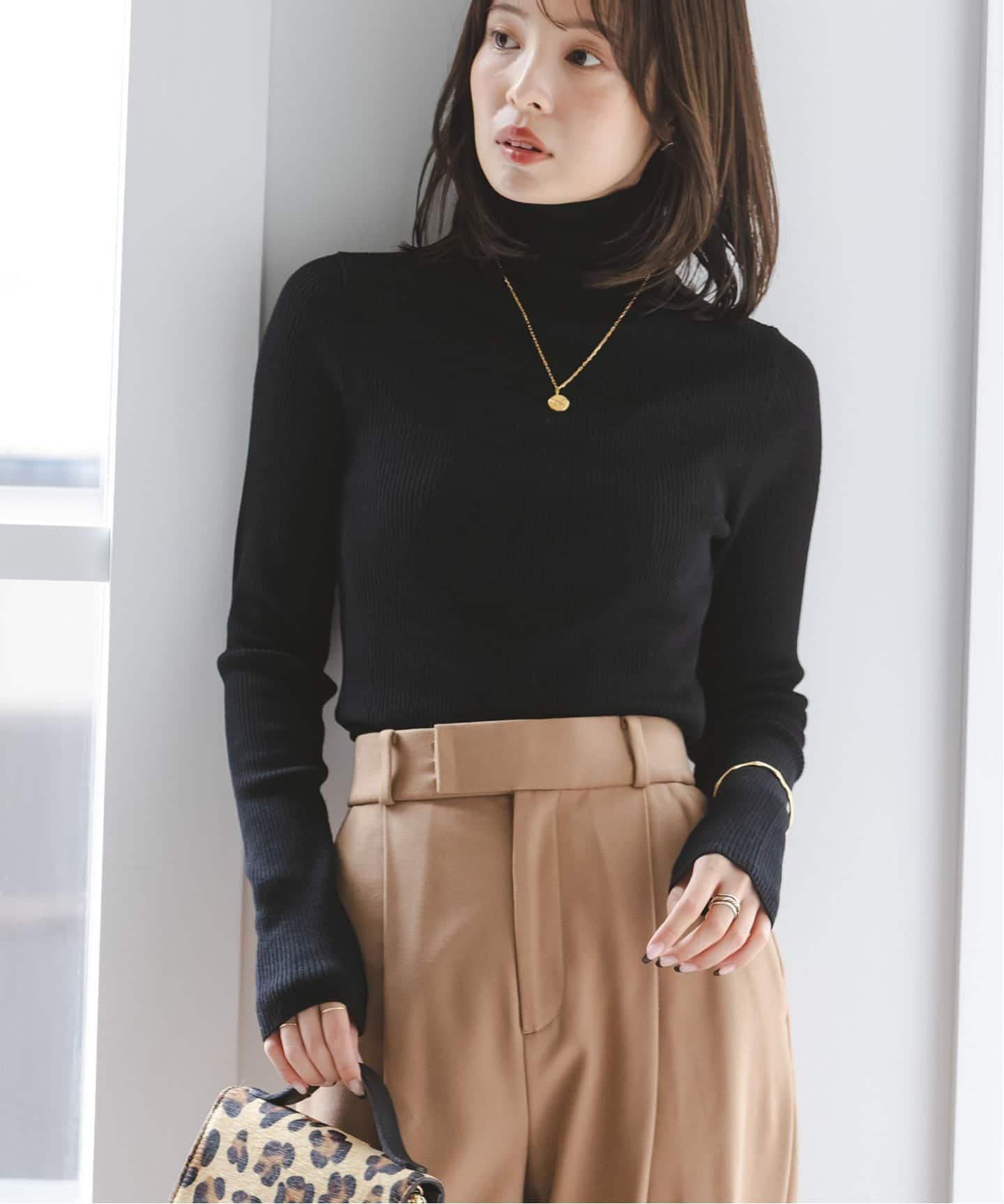 Noble リブタートルネックニット フリーサイズ 追加》リブタートルネックニット（ニット／セーター）｜NOBLE