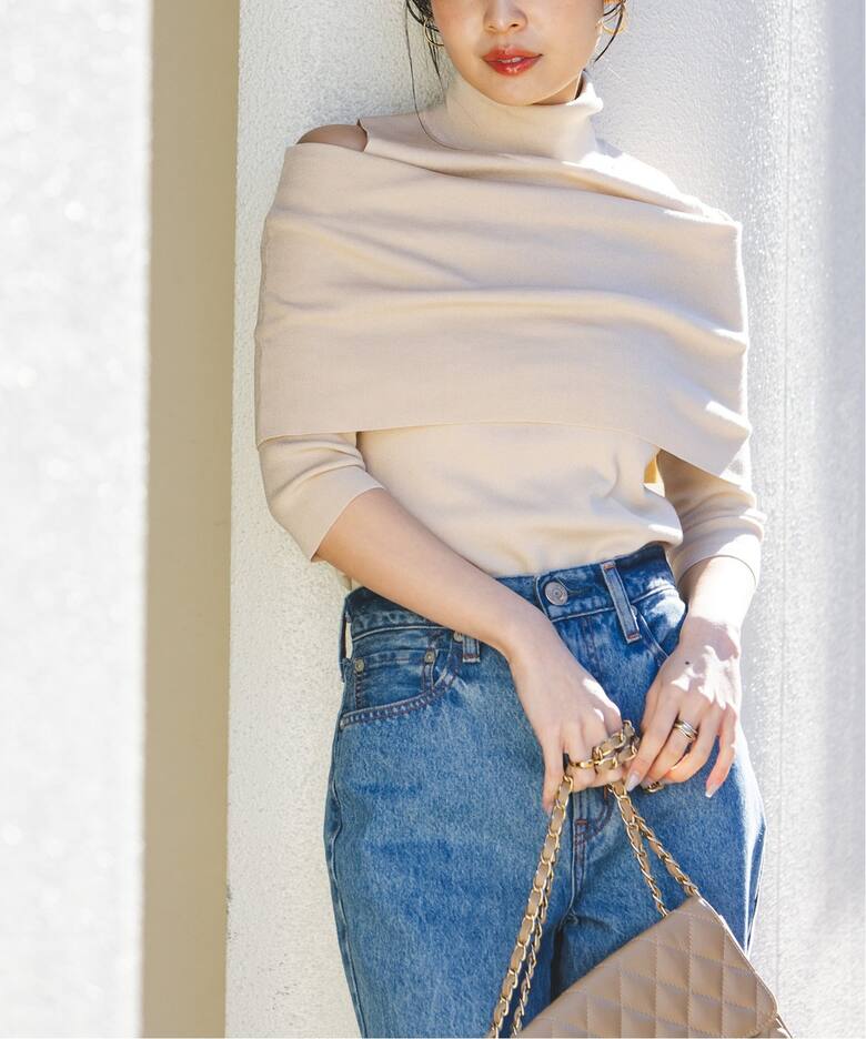 追加》ハイネックオフショルニット（ニット／セーター）｜NOBLE  