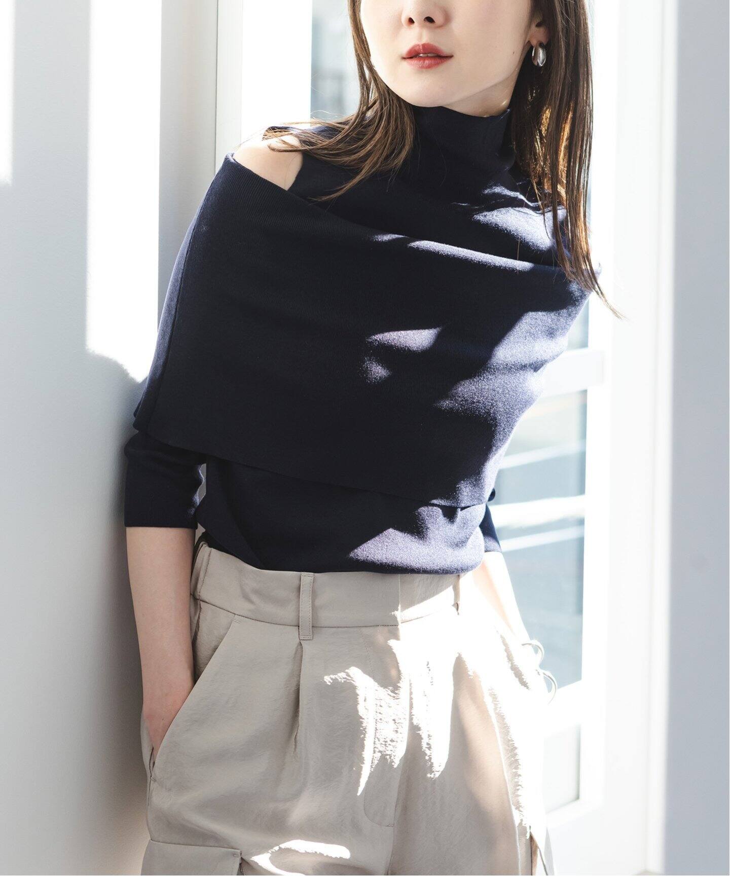 追加》ハイネックオフショルニット（ニット／セーター）｜NOBLE  