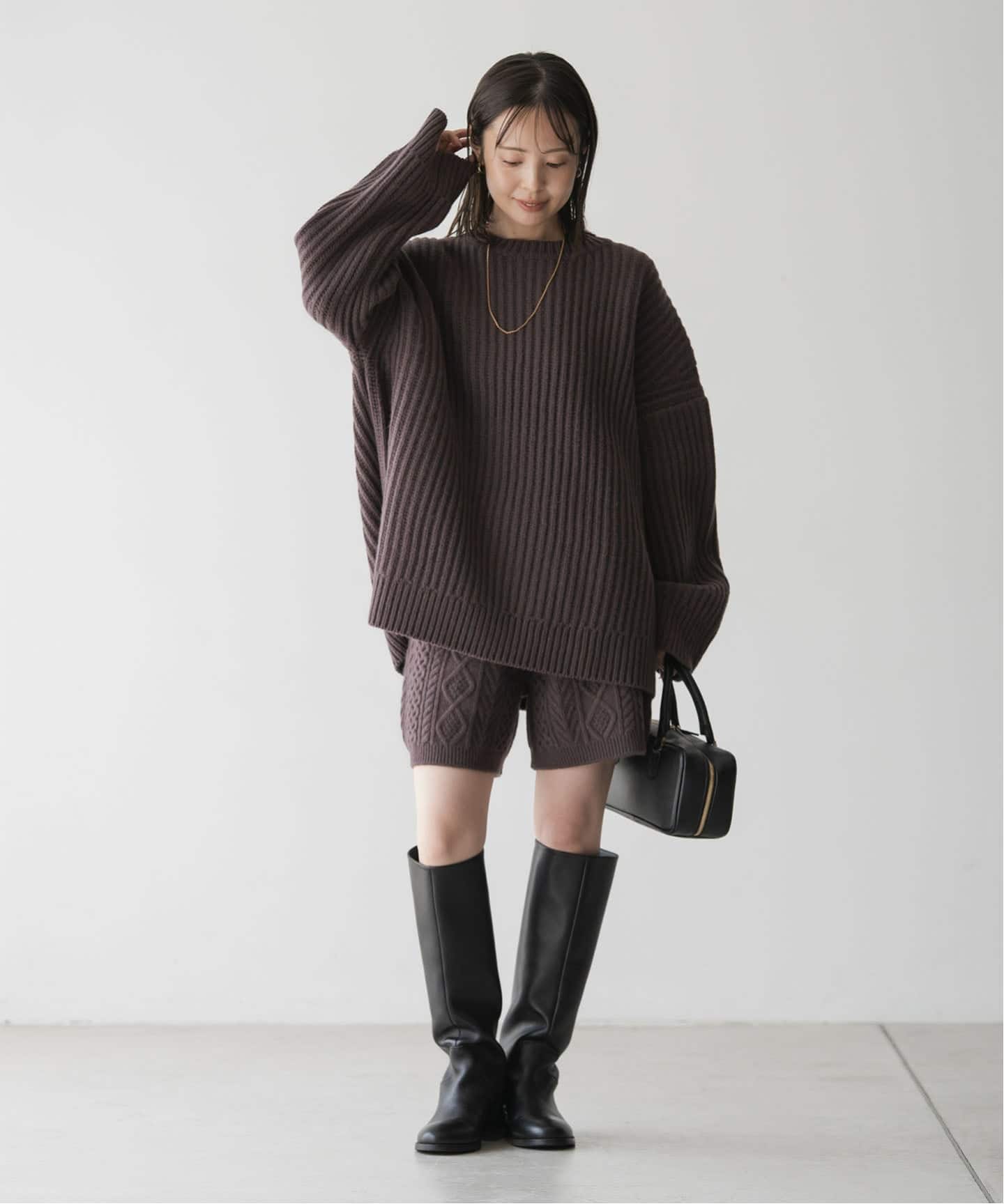 【新品未使用】Noble 片畦ビッグニット　ブラウン 片畦ビッグニット（ニット／セーター）｜NOBLE（ノーブル）の通販