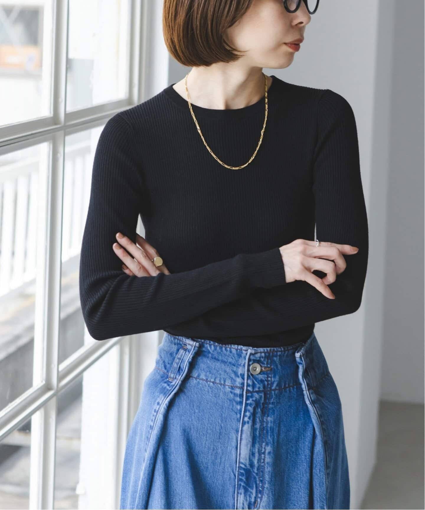 NOBLE Super160sダブルリブクルーニット Super160sダブルリブクルー