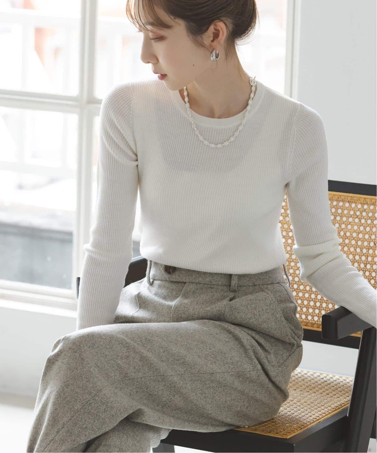 追加》リブクルーネックニット（ニット／セーター）｜NOBLE（ノーブル