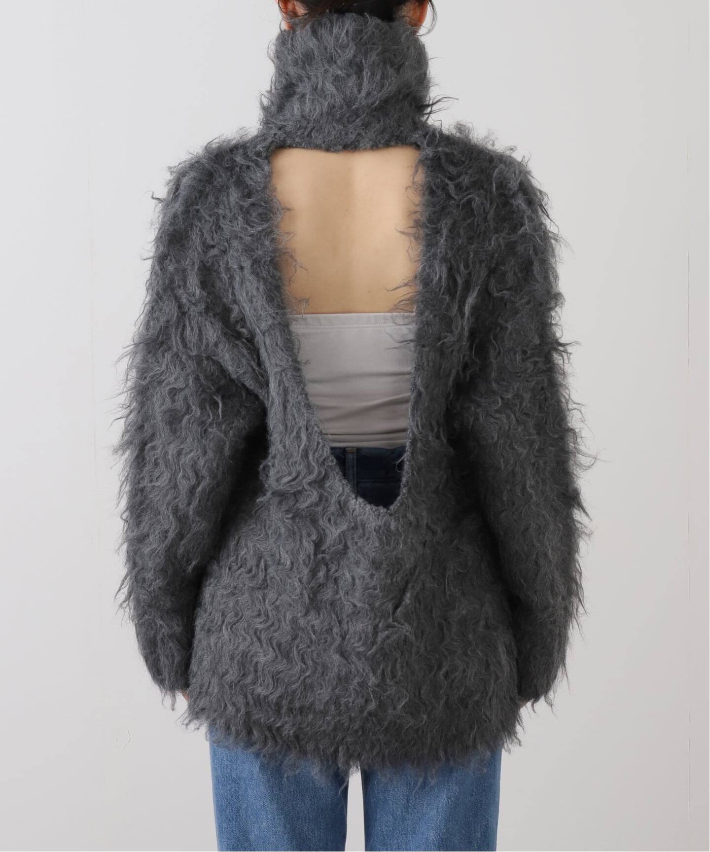 determ/デターム Open Back Shaggy Turtleneck Knit（ニット／セーター