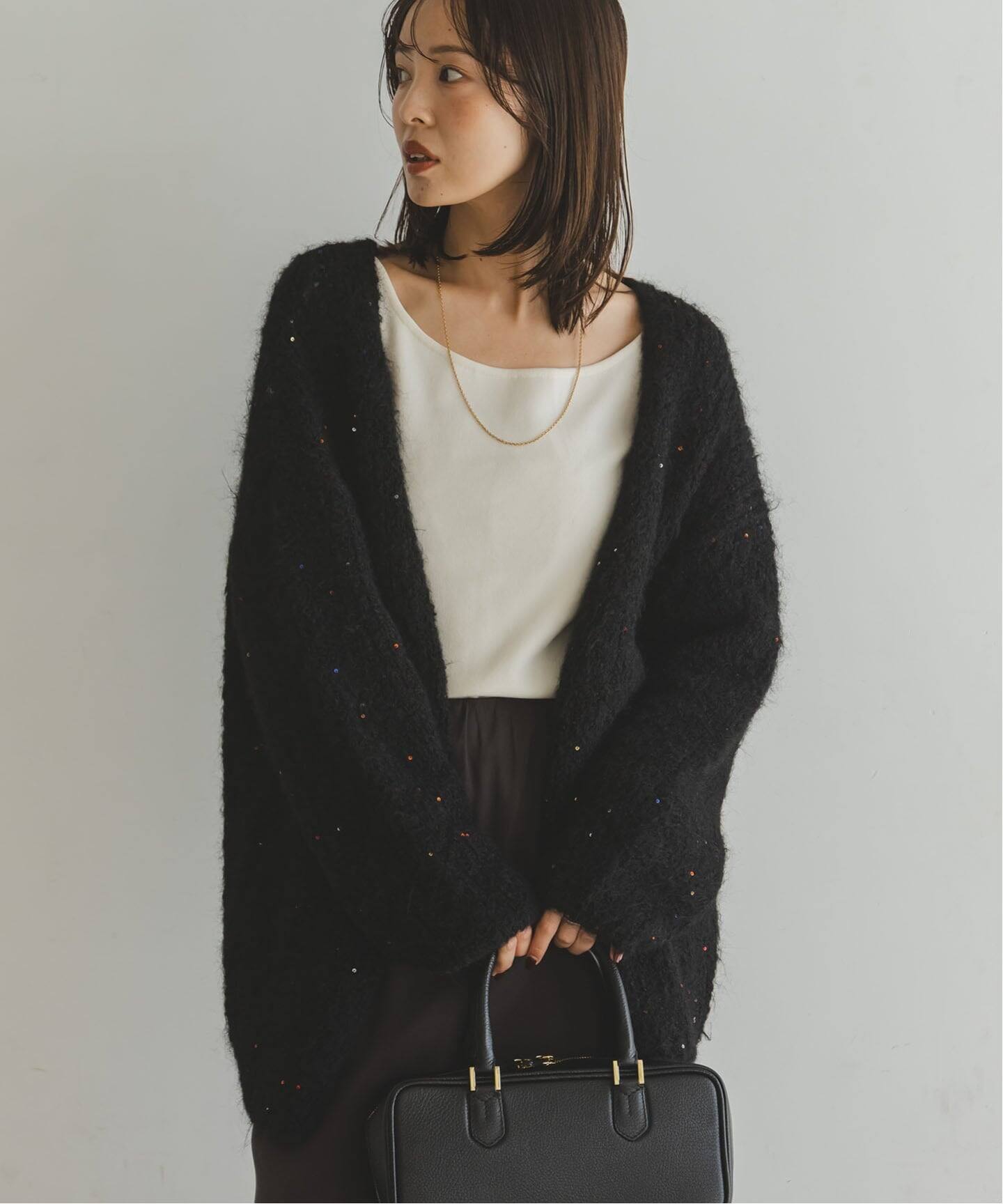 noble クチュールアダム　カーディガン COUTURE D'ADAM/クチュールドアダム Sequin Fluffy Knit カーディガン