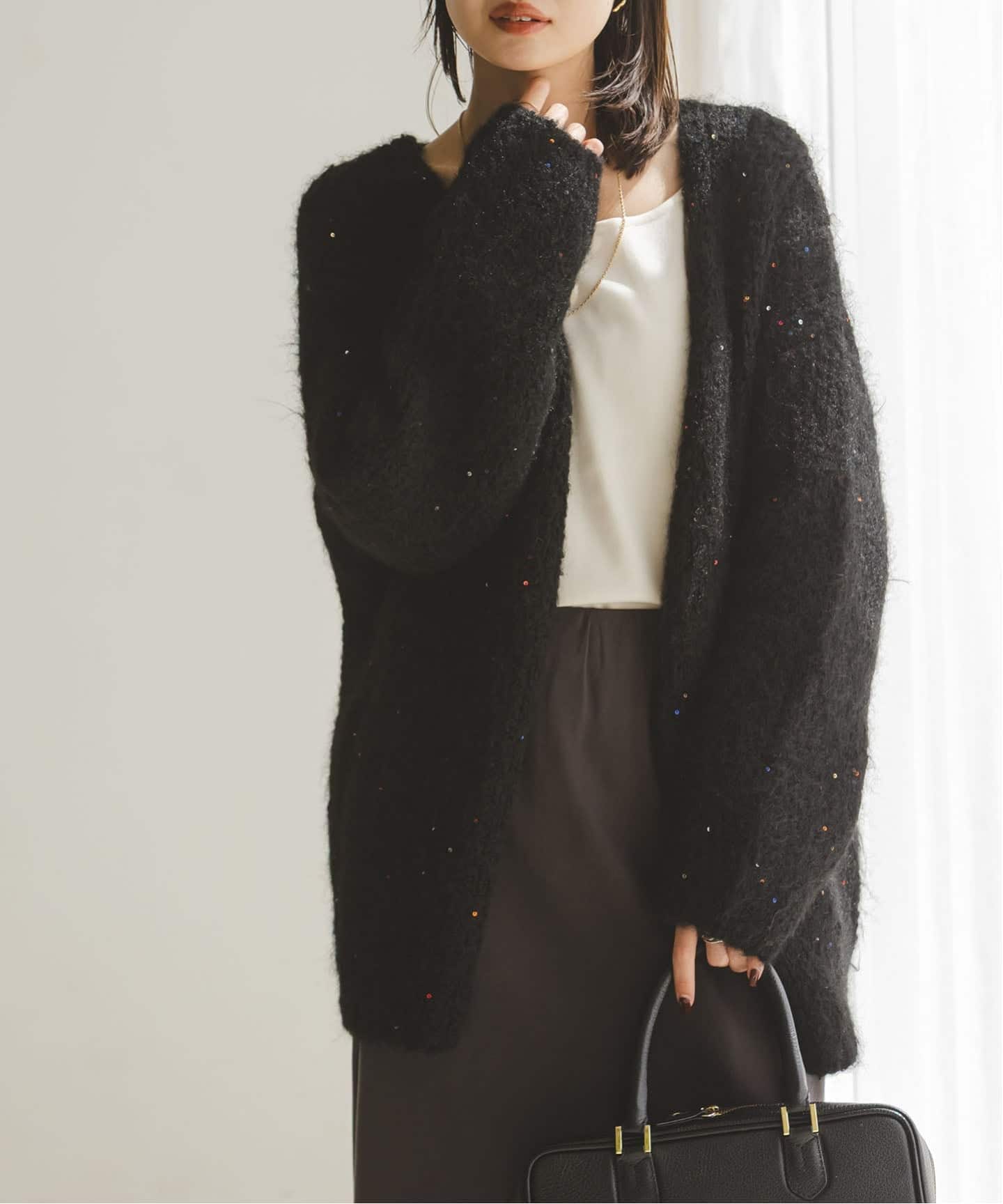 NOBLE COUTURE D’ADAM カーディガン COUTURE D'ADAM/クチュールドアダム Sequin Fluffy Knit カーディガン