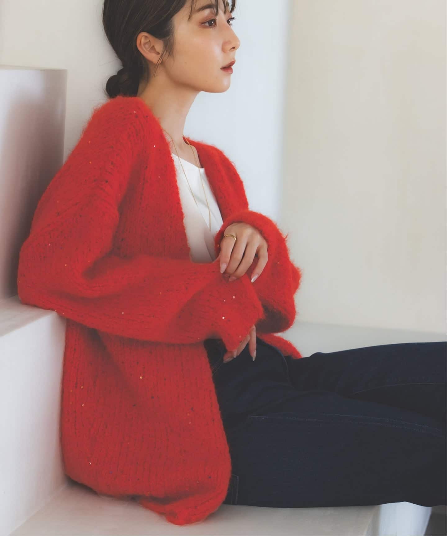 NOBLE COUTURE D’ADAM カーディガン COUTURE D'ADAM/クチュールドアダム Sequin Fluffy Knit カーディガン