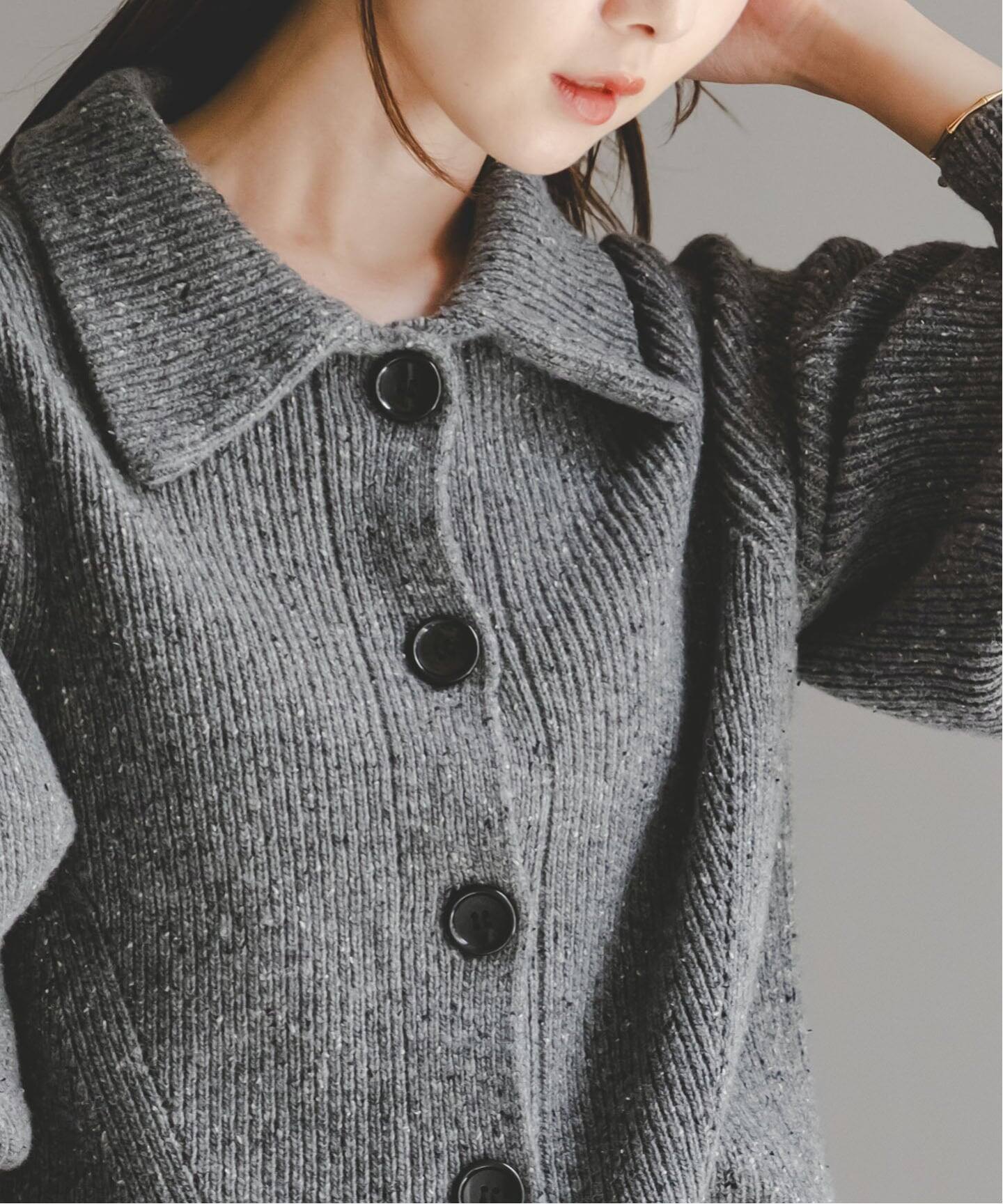 NOBLE別注》Venit/ヴェニット ネップツイードパフスリーブカーディガン