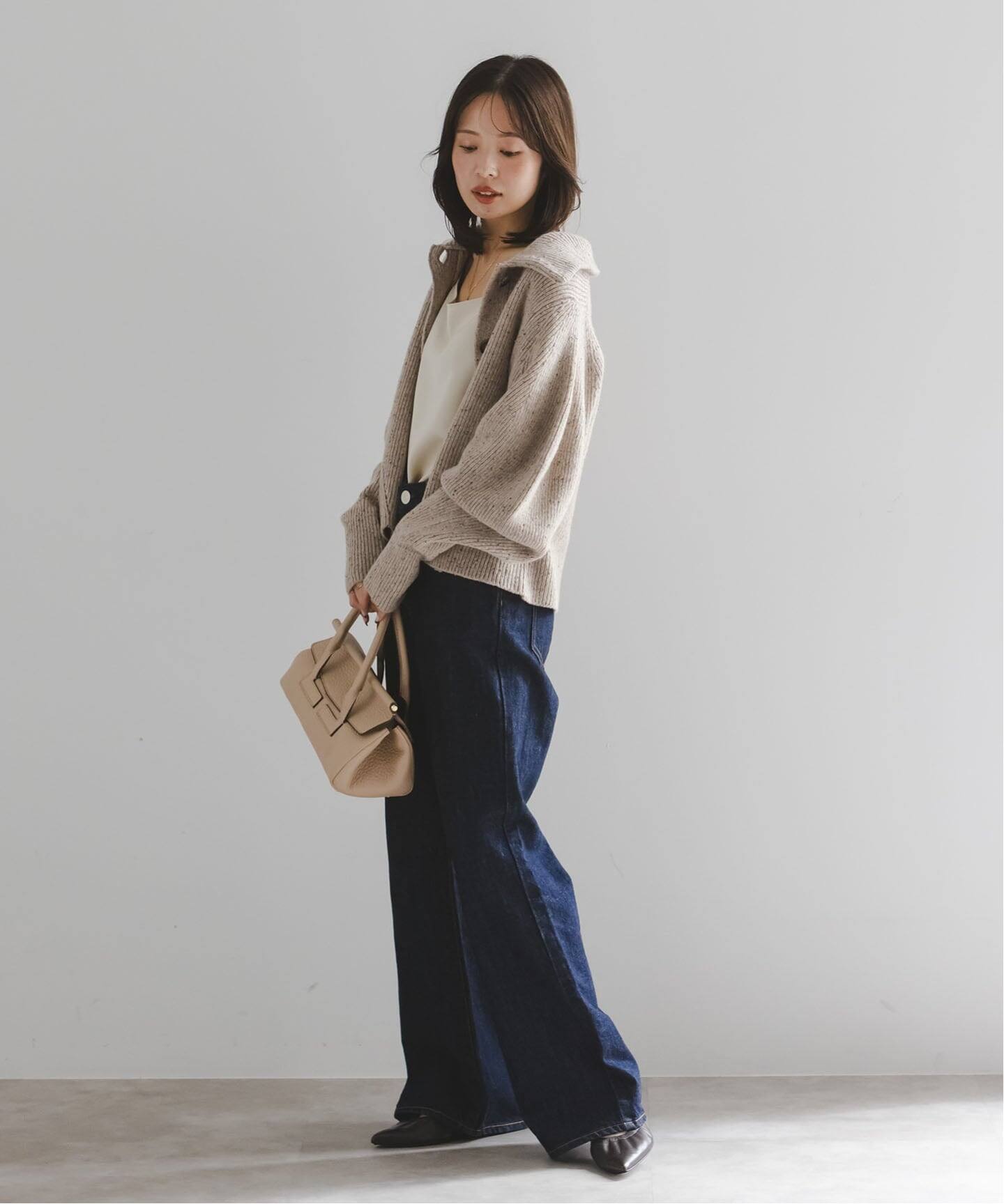 NOBLE別注》Venit/ヴェニット ネップツイードパフスリーブカーディガン