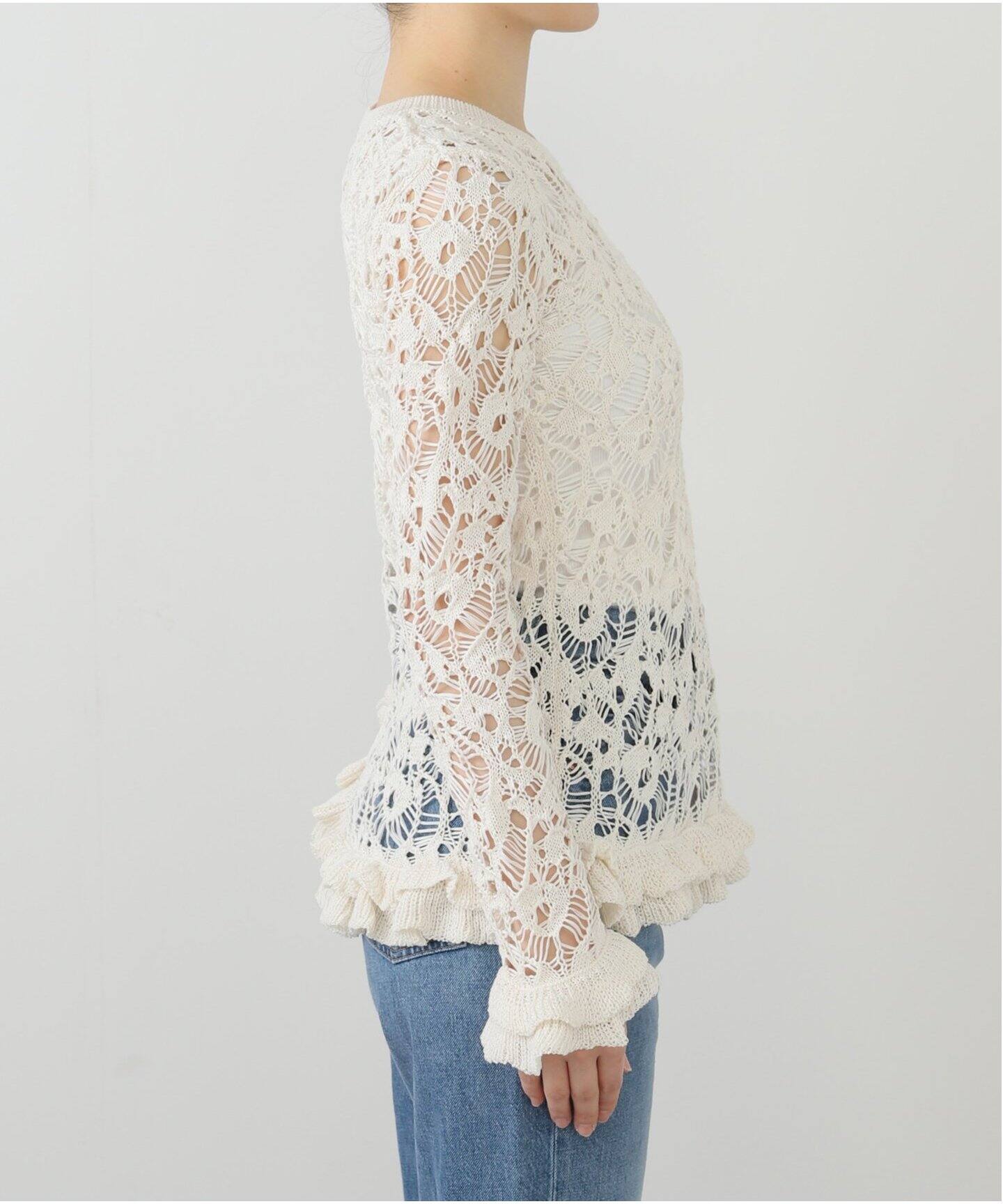 muller of yoshiokubo/ミュラーオブヨシオクボ FRILLED LACE KNIT T 