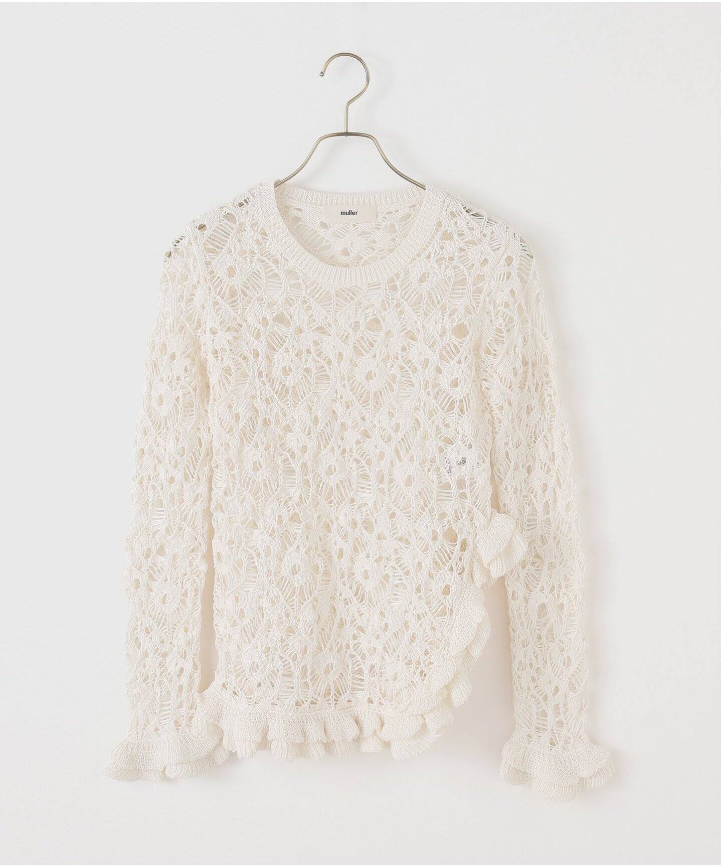 muller of yoshiokubo/ミュラーオブヨシオクボ FRILLED LACE KNIT T 