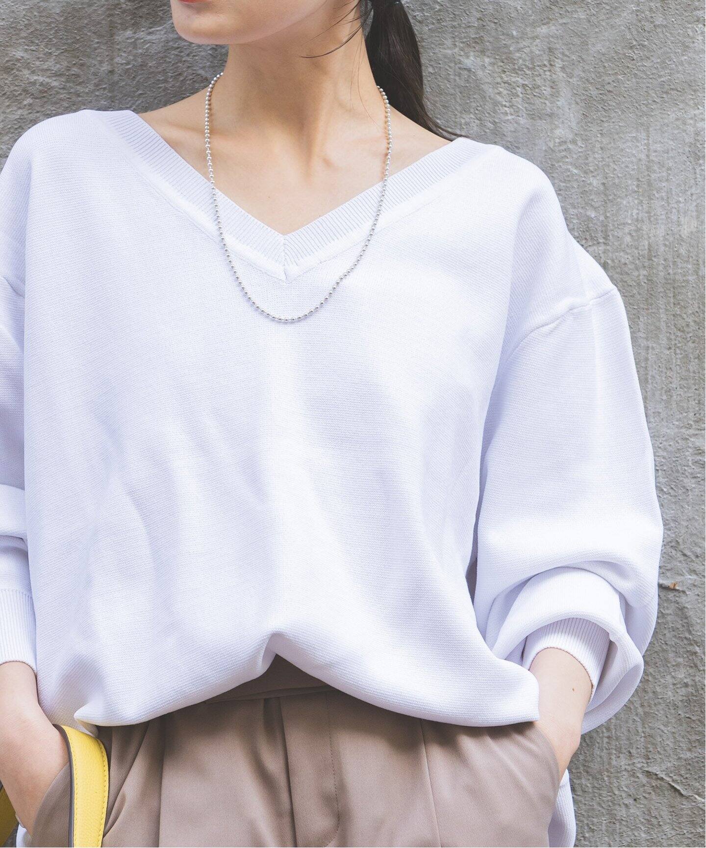 onit/オニット ミラノリブDEEP Vネックニット（ニット／セーター  