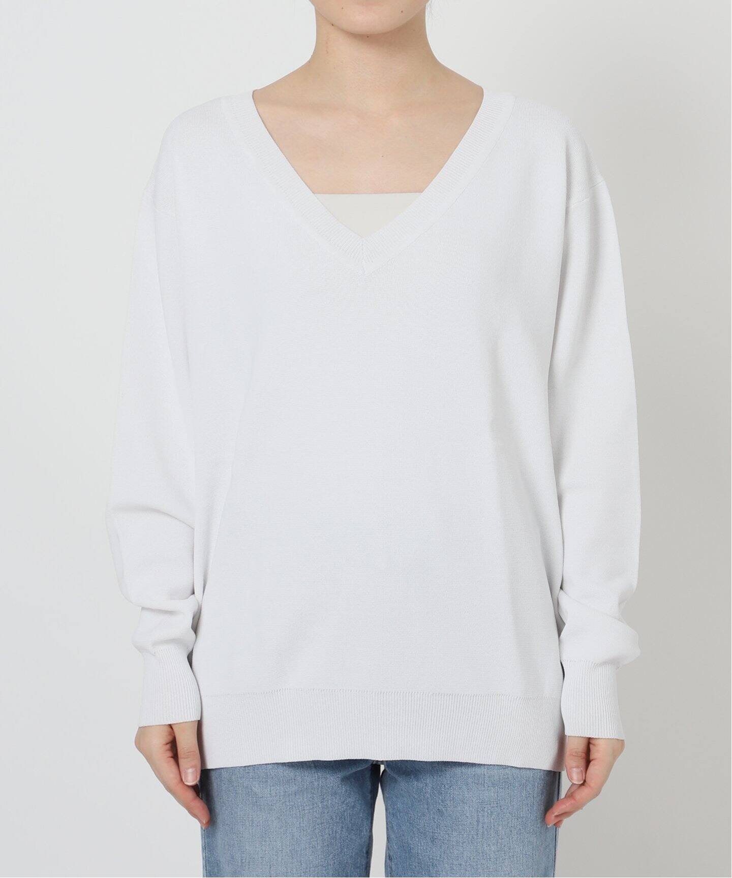 onit/オニット ミラノリブDEEP Vネックニット（ニット／セーター  