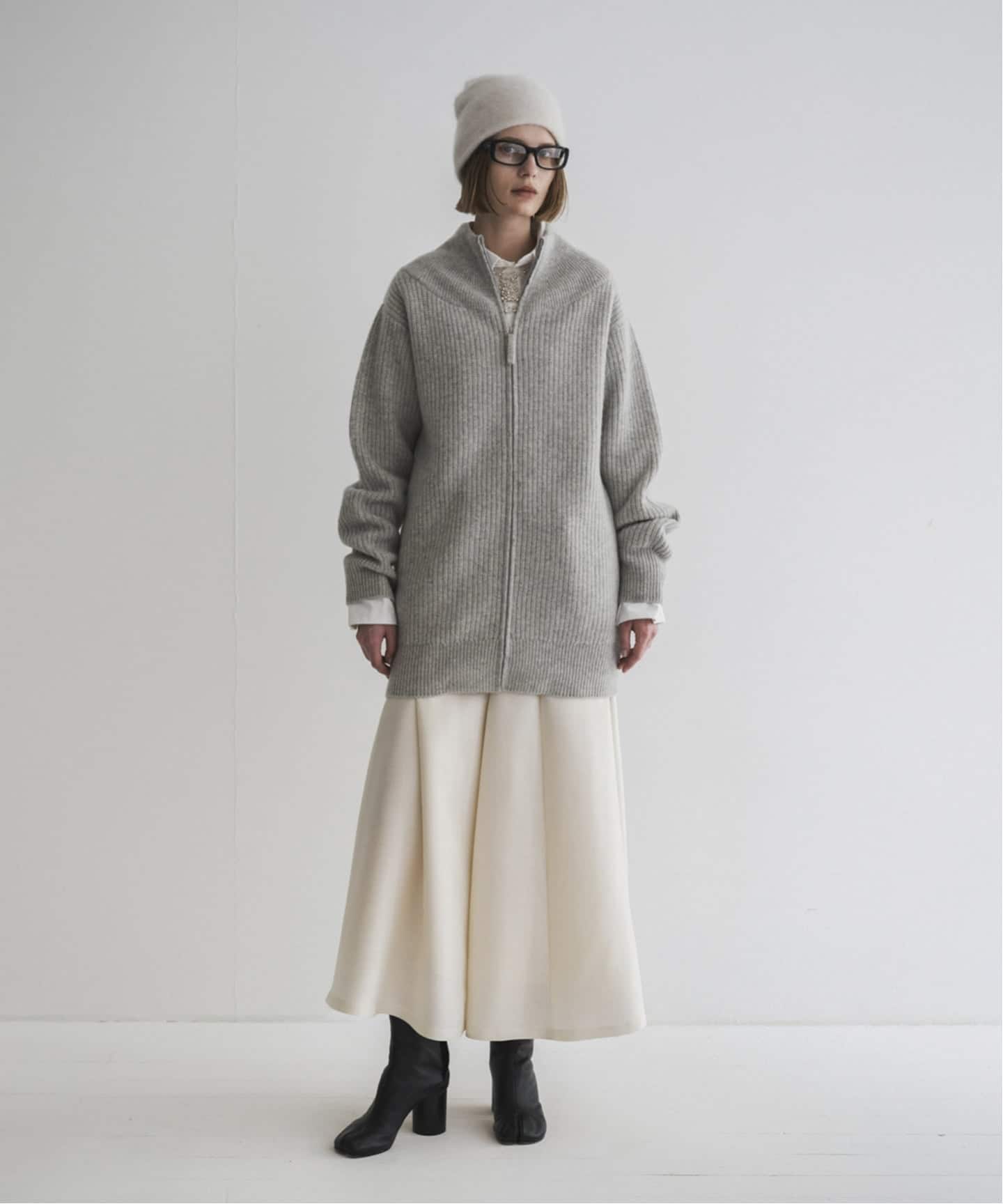 KNIT ZIP CARDIGAN / ニットジップカーディガン】（カーディガン