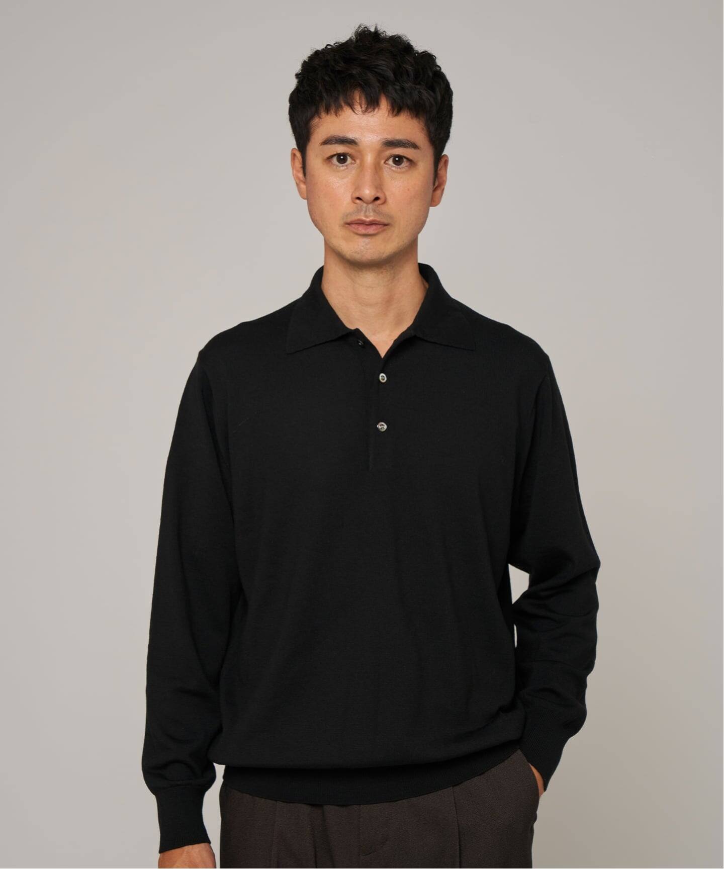 14ゲージ ウール ニットポロシャツ（ニット／セーター）｜EDIFICE