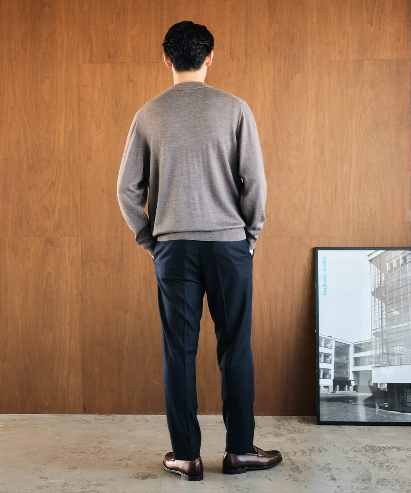 12G ウール/シルク/カシミヤ MIX クリスタル モックネックニット