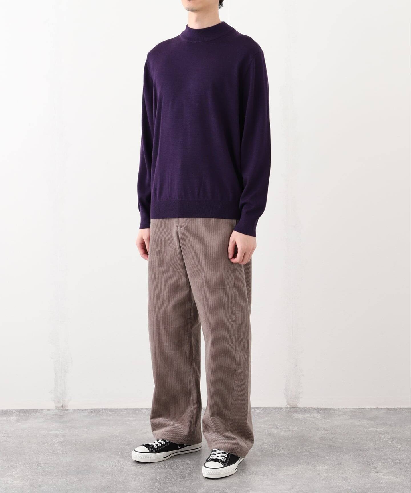 12G ウール/シルク/カシミヤ MIX クリスタル モックネックニット