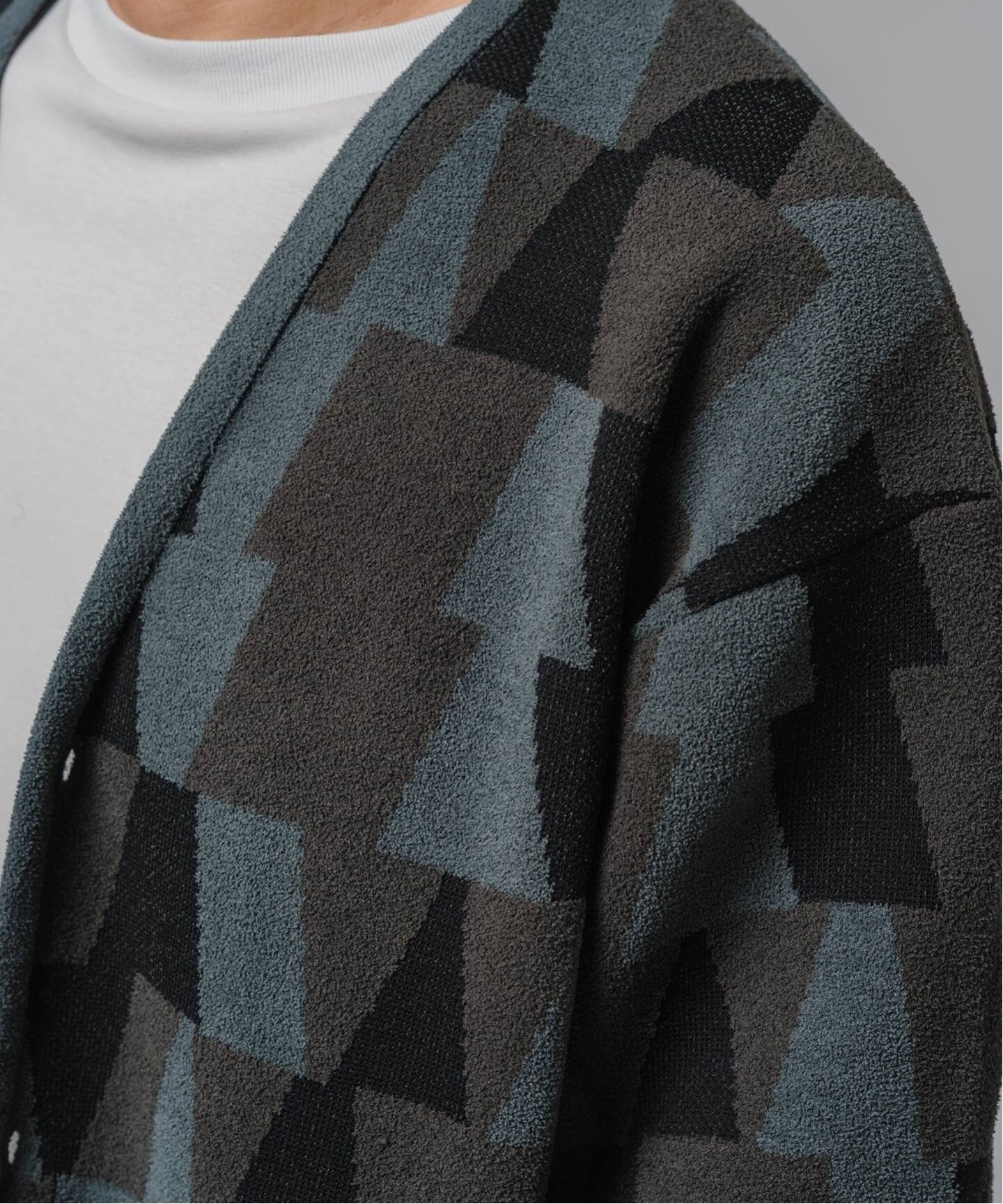 ジャガード シェニール ヤーン V カーディガン（カーディガン