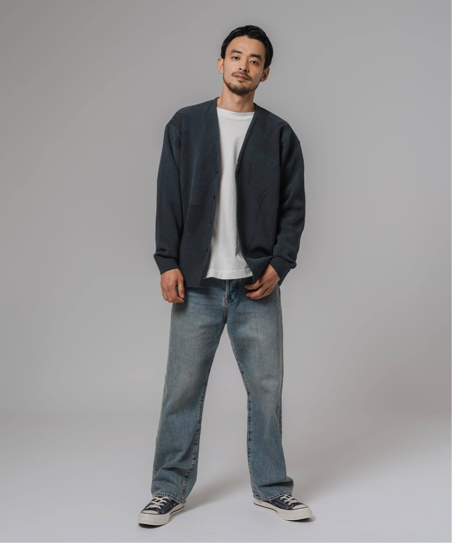 ジャガード シェニール ヤーン V カーディガン（カーディガン