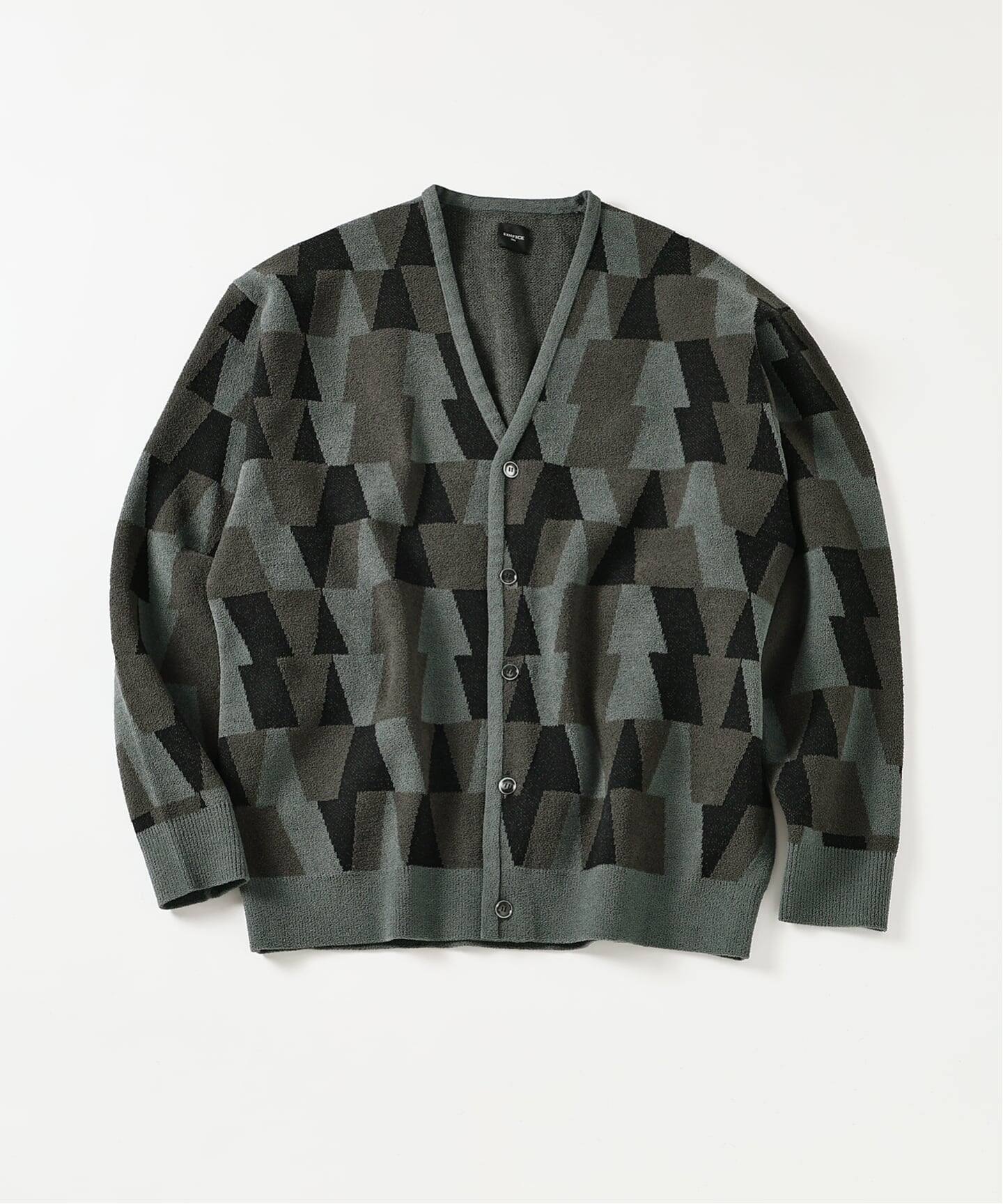 ジャガード シェニール ヤーン V カーディガン（カーディガン