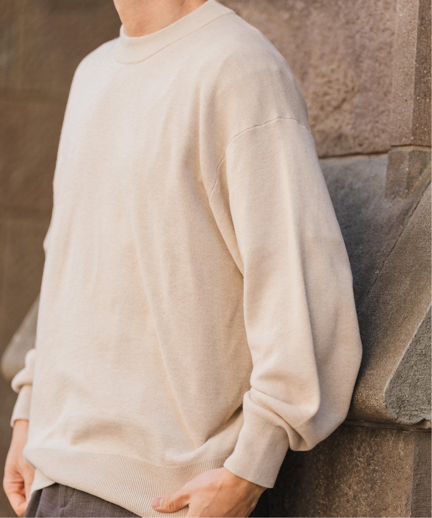 E. シルク/ウール/カシミヤ ミックス モックネックニット（ニット