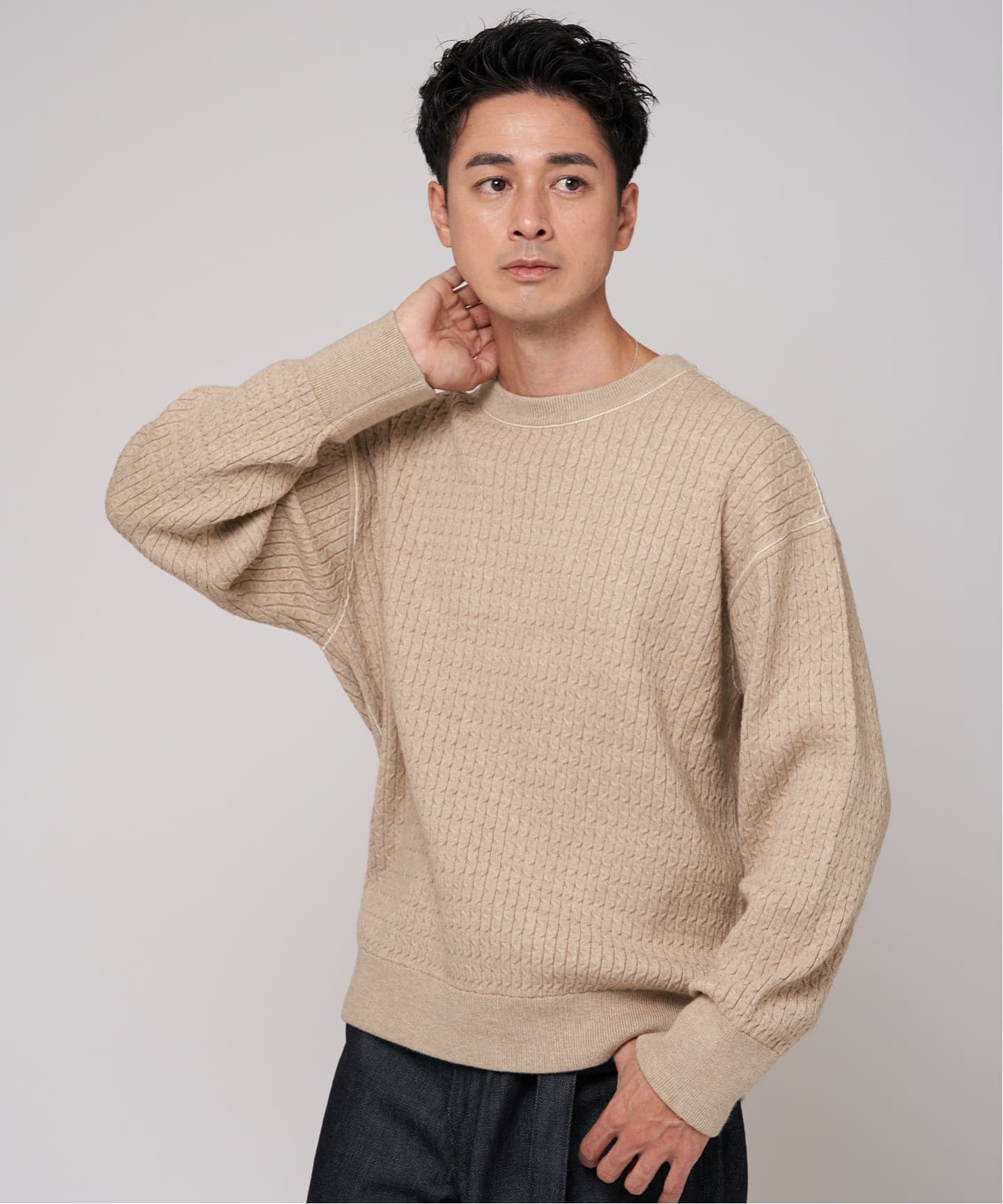 スウェット ライク スモール ケーブル ニット（ニット／セーター