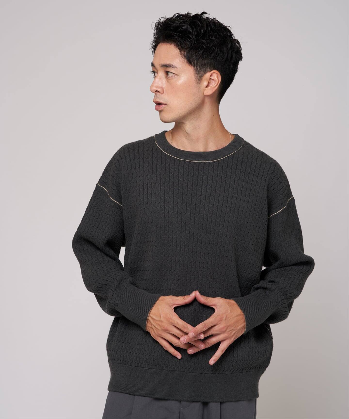 エディフィス（EDIFICE）/スウェット ライク スモール ケーブル ニット スウェット ライク スモール ケーブル ニット（ニット／セーター