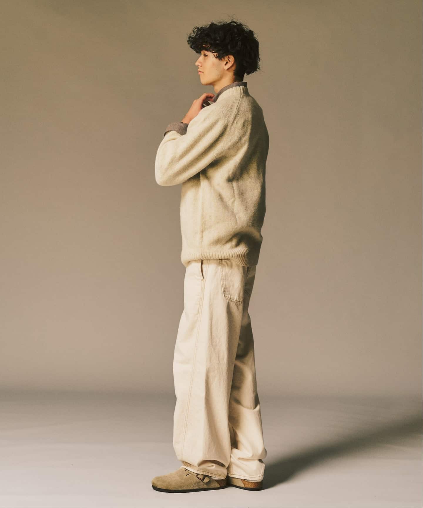 It Dogs ベアニット　ブルー系 襟付きハイゲージ編みニットプルオーバーsdpxyf6301 グレー