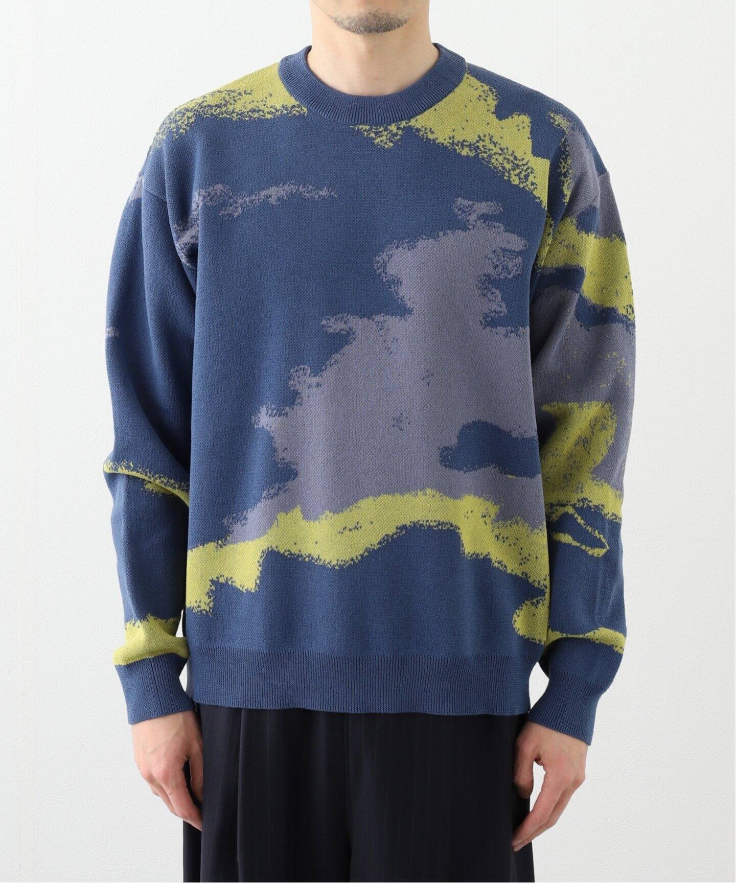 J様 セーターS ロゴジャガードニット｜MEN｜251ISB70-030B｜AZUL BY MOUSSY