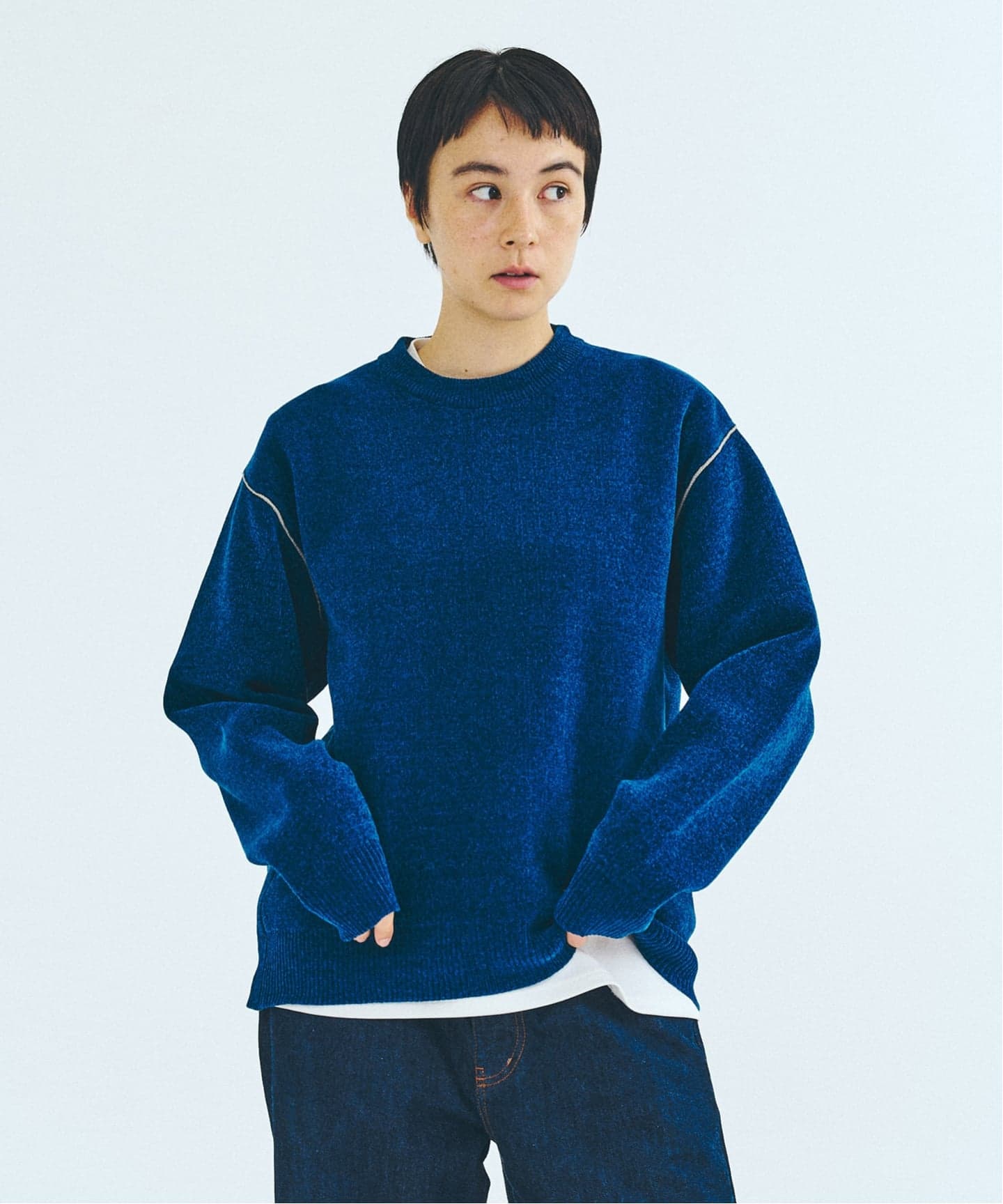 モールニット カラーリブ プルオーバー（ニット／セーター）｜417