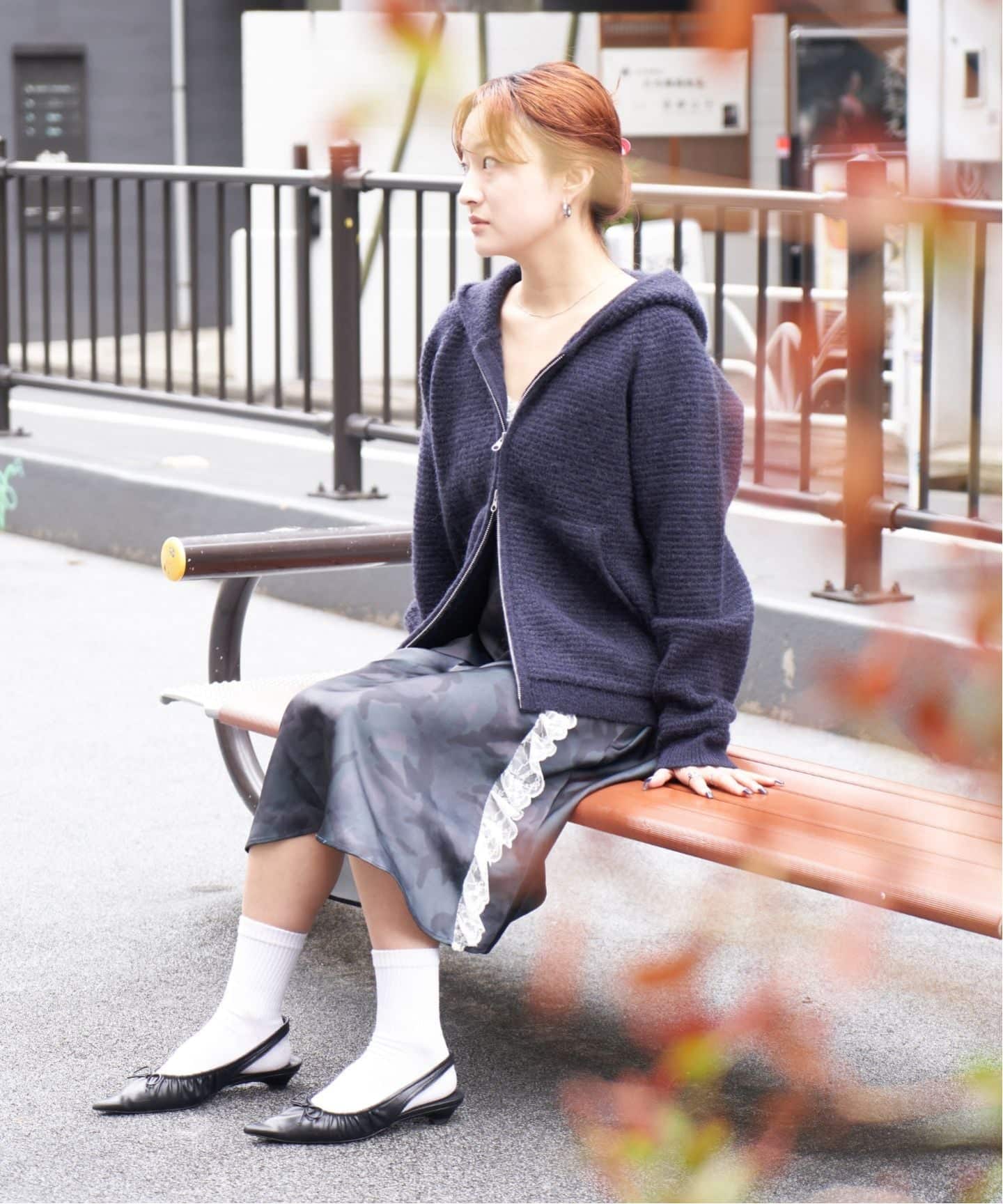 PULP / モヘヤブレンドニット ジップアップフードカーディガン