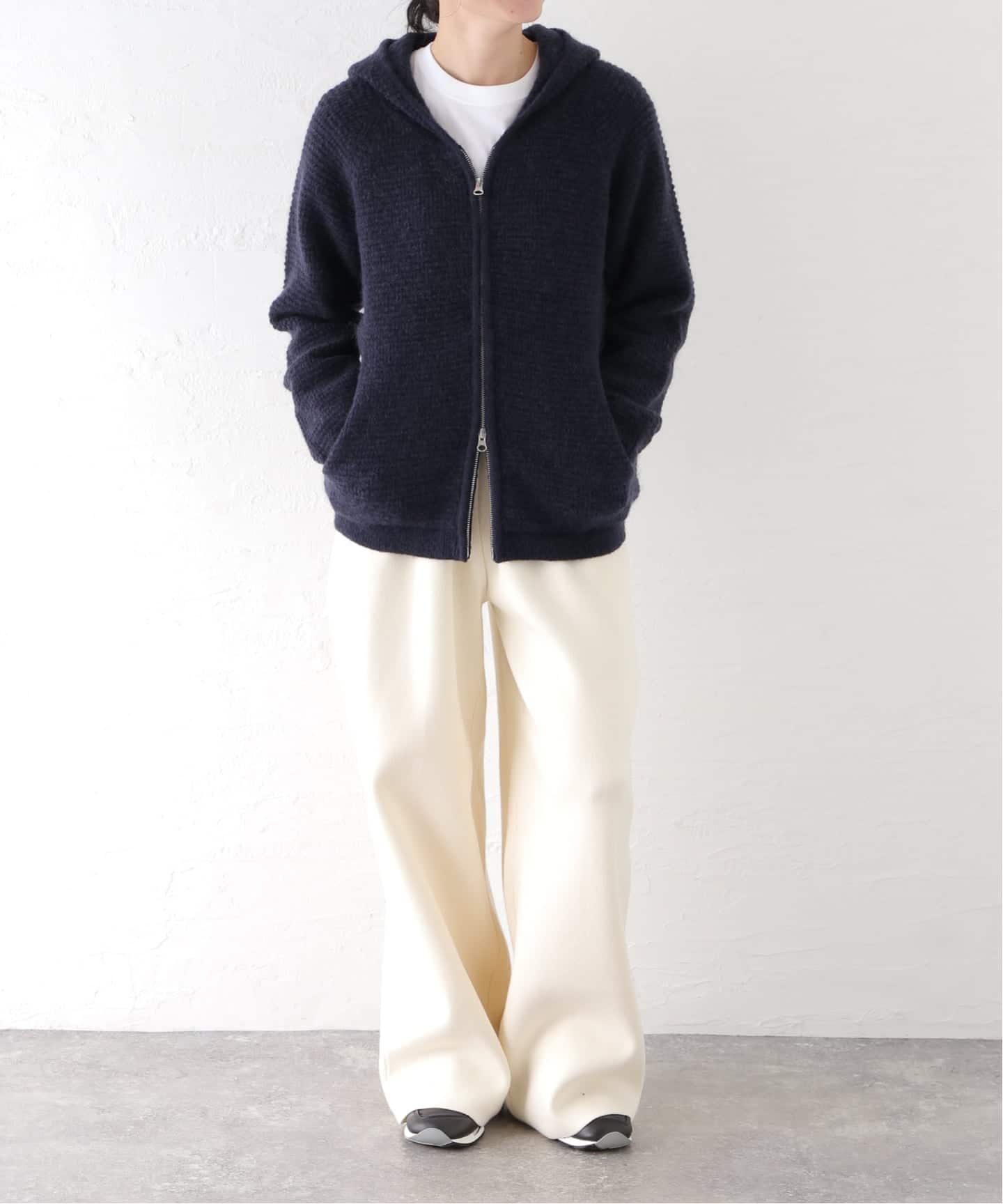 PULP / モヘヤブレンドニット ジップアップフードカーディガン