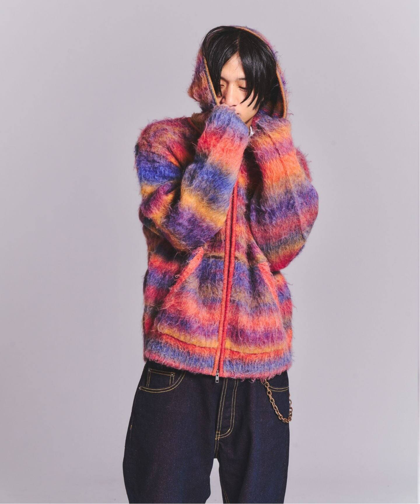 かつき着用　WOKE EDGE ナンバリングニット 69 WOKE EDGE / ウォークエッジ GRADATION MOHAIR ZIP KNIT（ニット