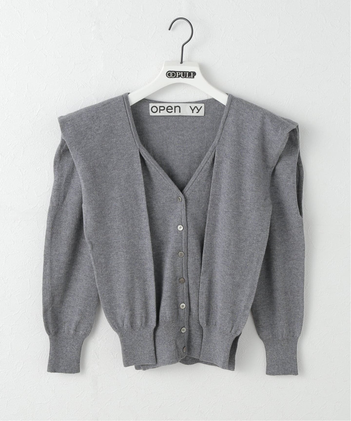 O Project カーディガン chunky knitted cardigan Geek Office / ギークオフィス】OPEN YY Knitted SLEEVE LAYERED