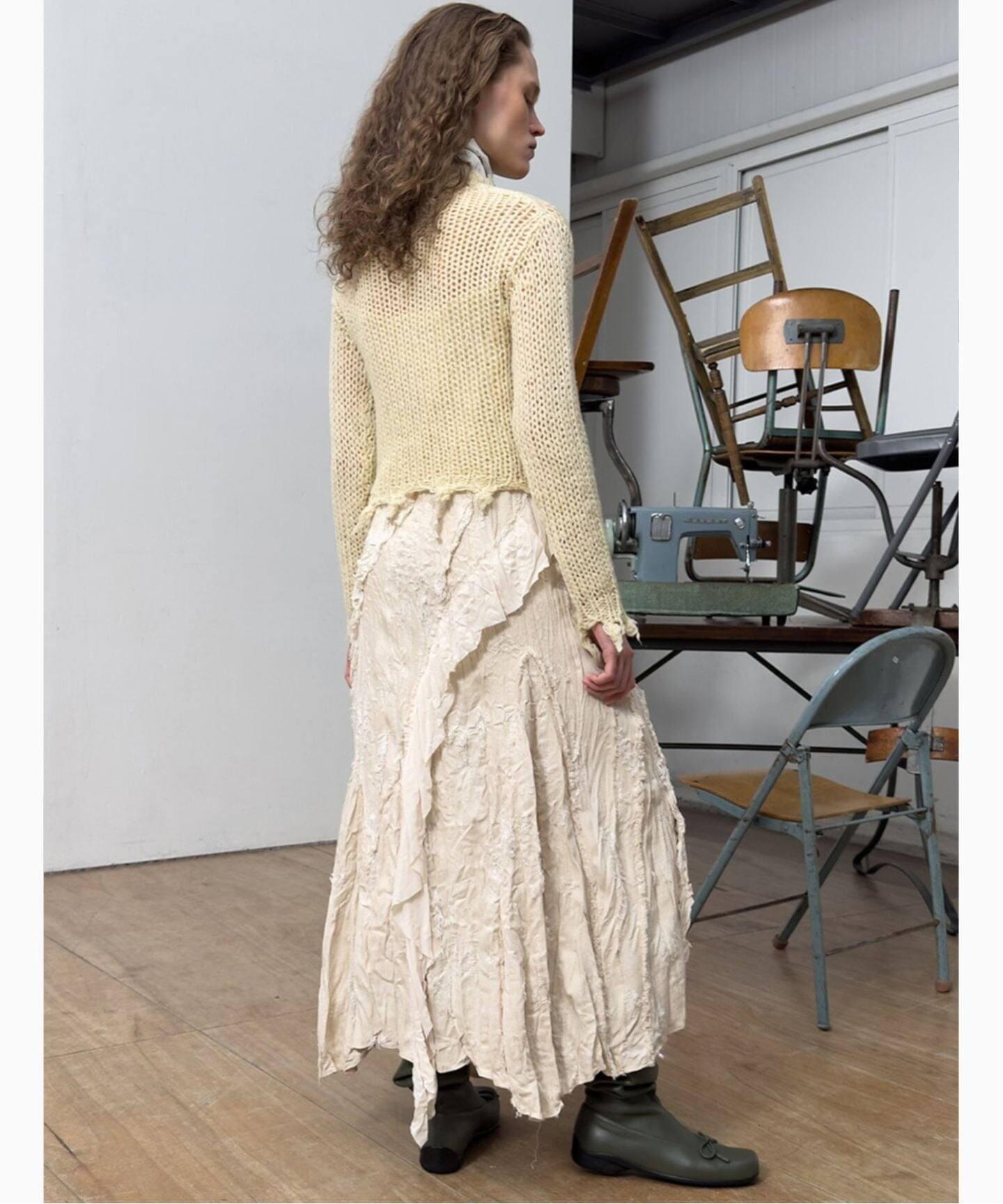 Geek Office / ギークオフィス】OPEN YY Knitted DISTRESSED CROP KNIT