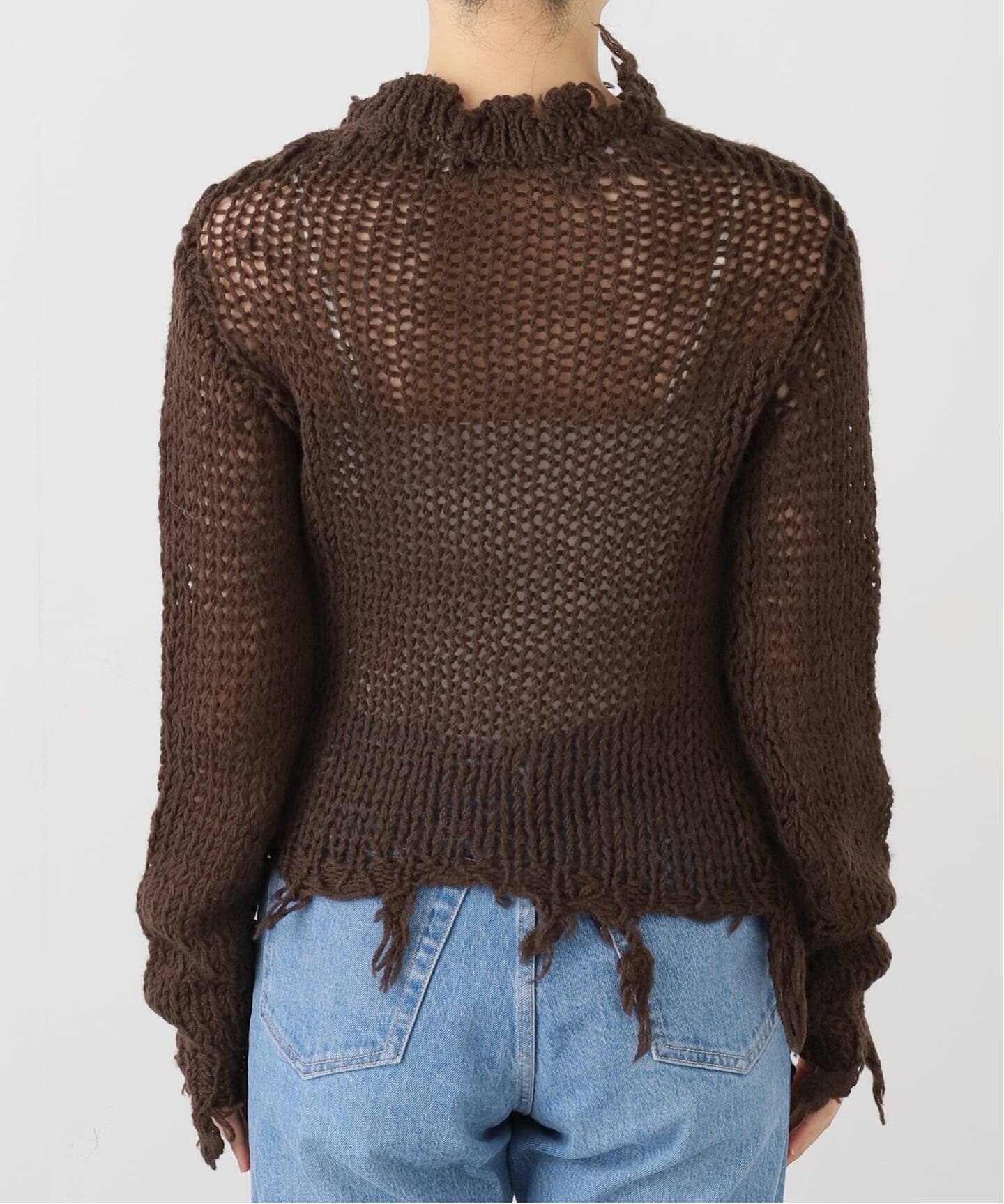 Geek Office / ギークオフィス】OPEN YY Knitted DISTRESSED CROP KNIT