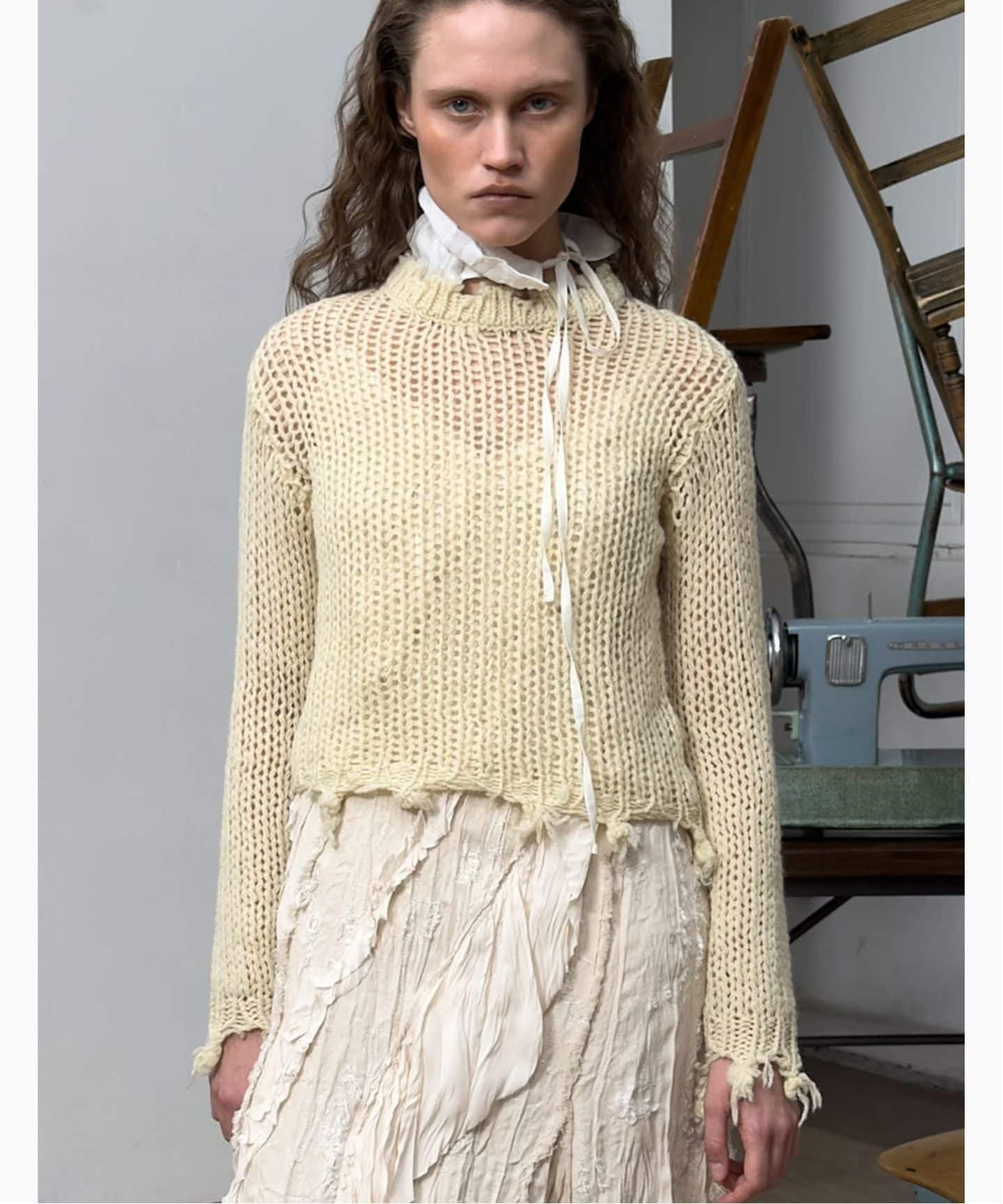 Geek Office / ギークオフィス】OPEN YY Knitted DISTRESSED CROP KNIT