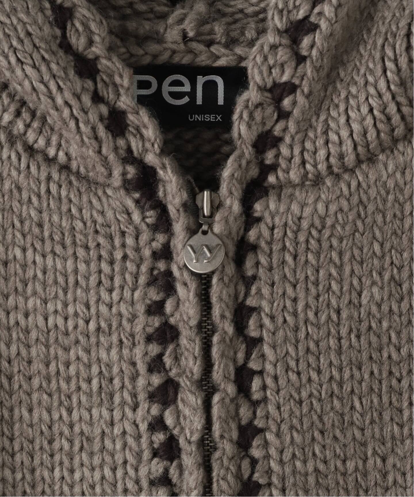 OPEN YY フード付きセーター S Geek Office / ギークオフィス】OPEN YY Knitted STITCH ZIP UP KNIT